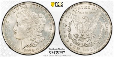 1878 7TF $1 VAM 81, Polished Ear MS62