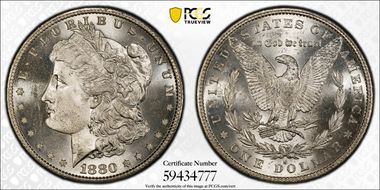 1880/79-S $1 VAM 8, Doubled 18-0 MS66