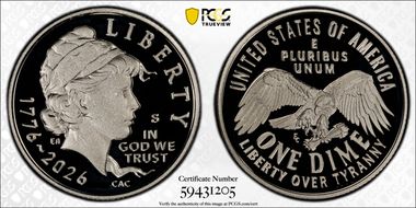 2026-S 10C Emerging Liberty Ag PR70DCAM
