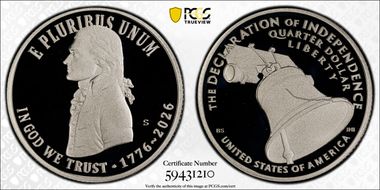 2026-S 25C Declaration of Independence Ag PR70DCAM