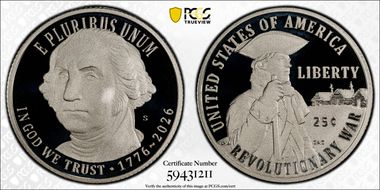 2026-S 25C Revolutionary War Ag PR70DCAM