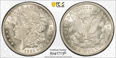 1921-D $1 AU58