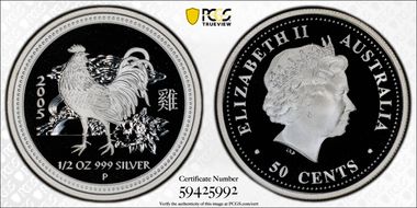 2005-P 50C Year of the Rooster 1/2oz Ag PR69DCAM