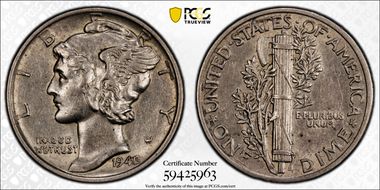 1942/1 10C Overdate, FS-101 AU50