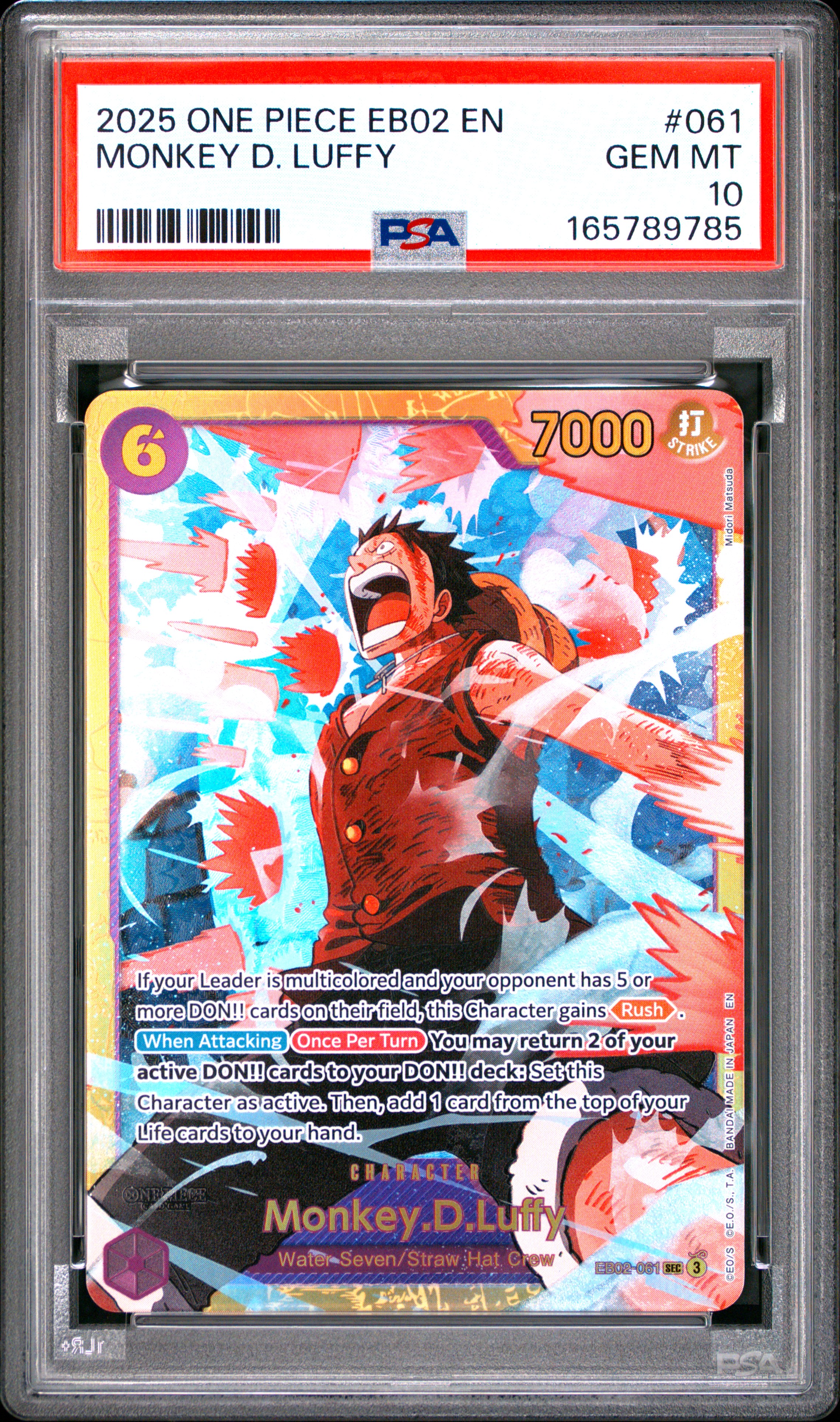 2025 #061 Monkey D. Luffy PSA 10 One Piece EB02-Extra Booster -Anime 25th Collection-
