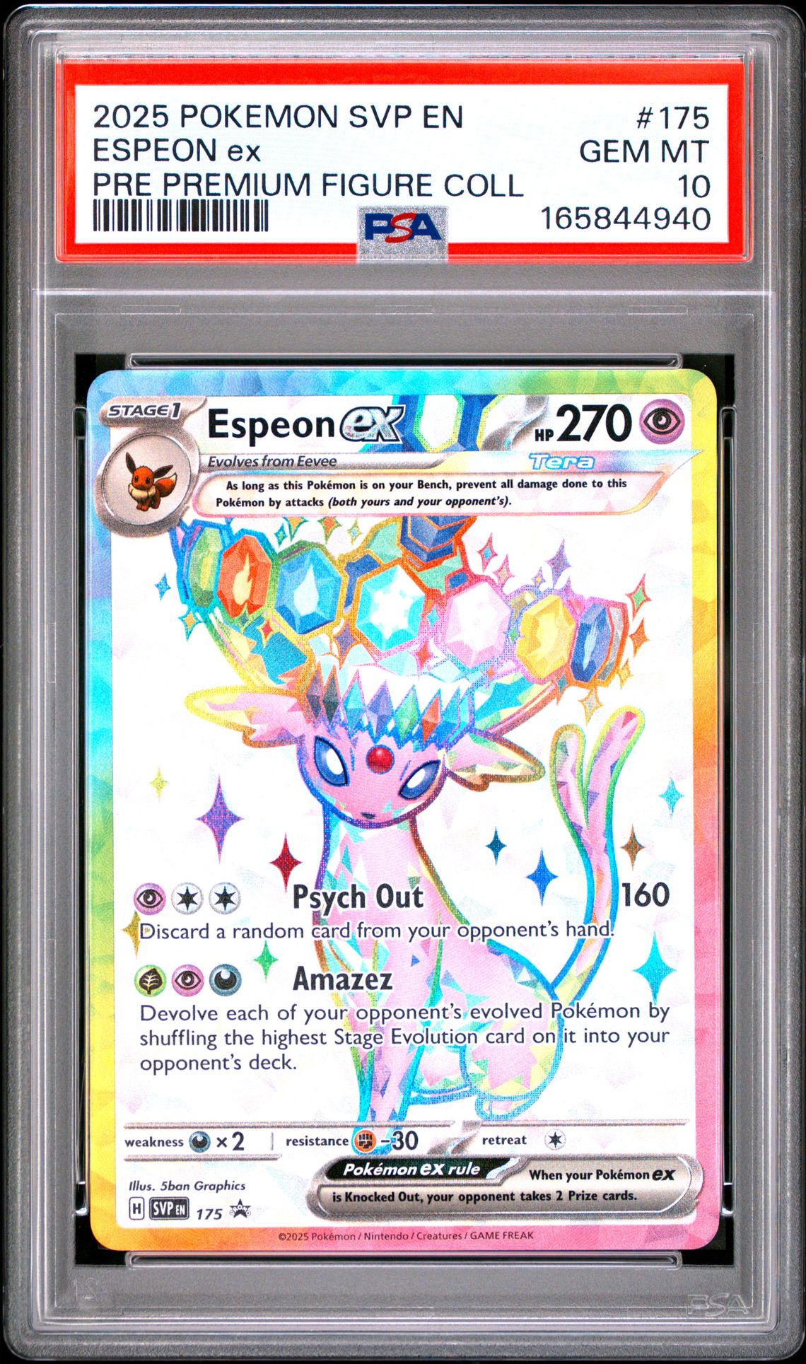 2025 Pokemon Svp En-Sv Black Star Promo Espeon Ex #175 (Pre Premium Figure Coll) Gem Mt 10 front view - PSA graded GEM MT 10