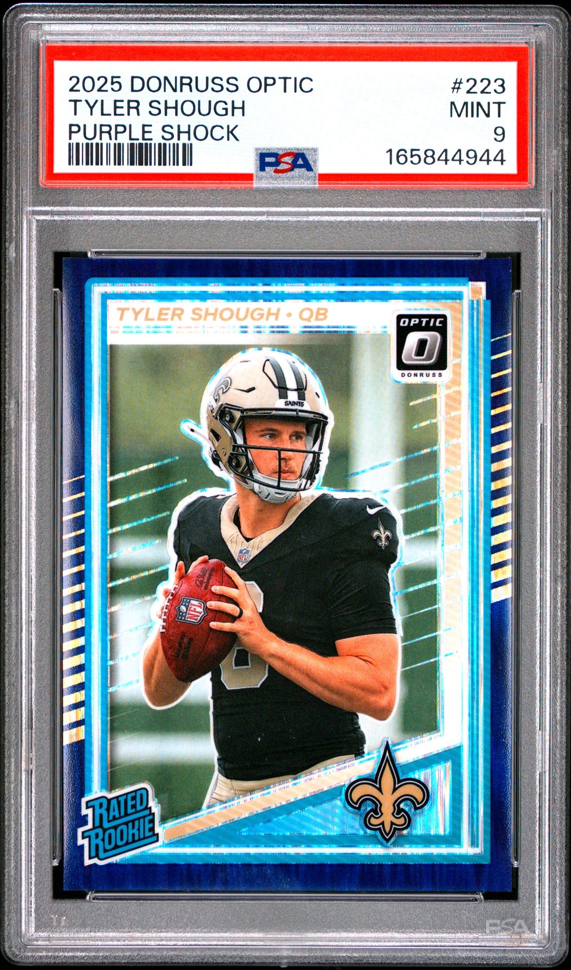 2025 Panini Donruss Optic Tyler Shough #223 (Purple Shock) Mint 9 front