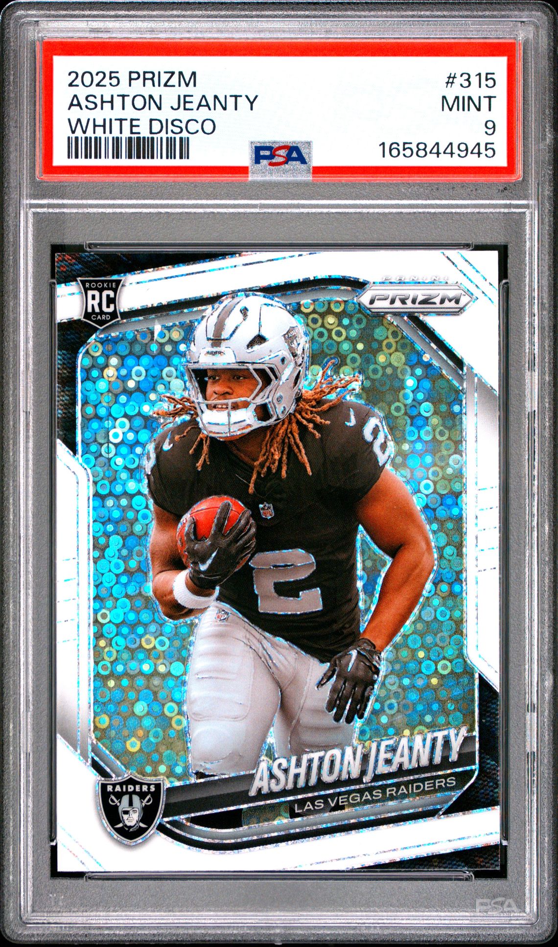 2025 Panini Prizm Ashton Jeanty #315 (White Disco) Mint 9 front