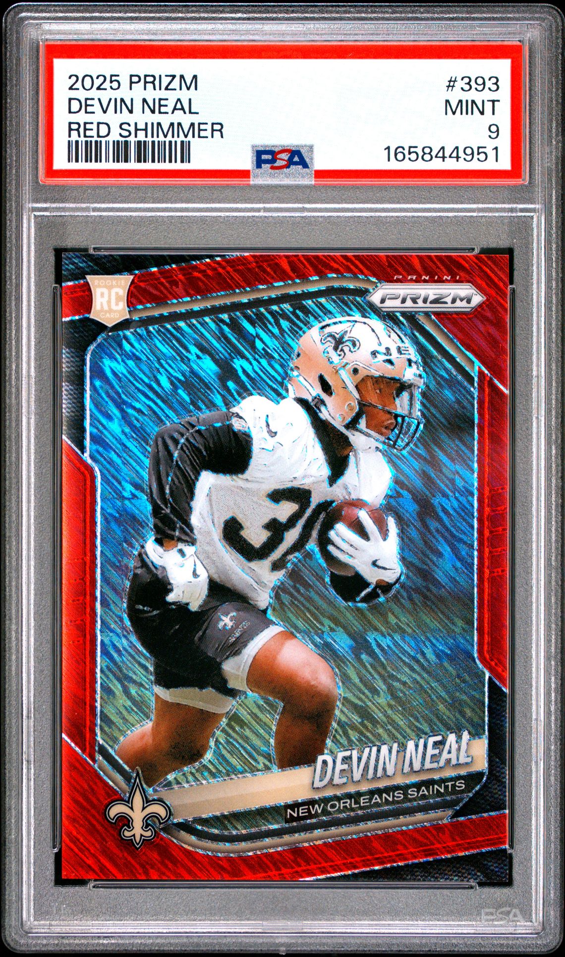 2025 Panini Prizm Devin Neal #393 (Red Shimmer) Mint 9 front