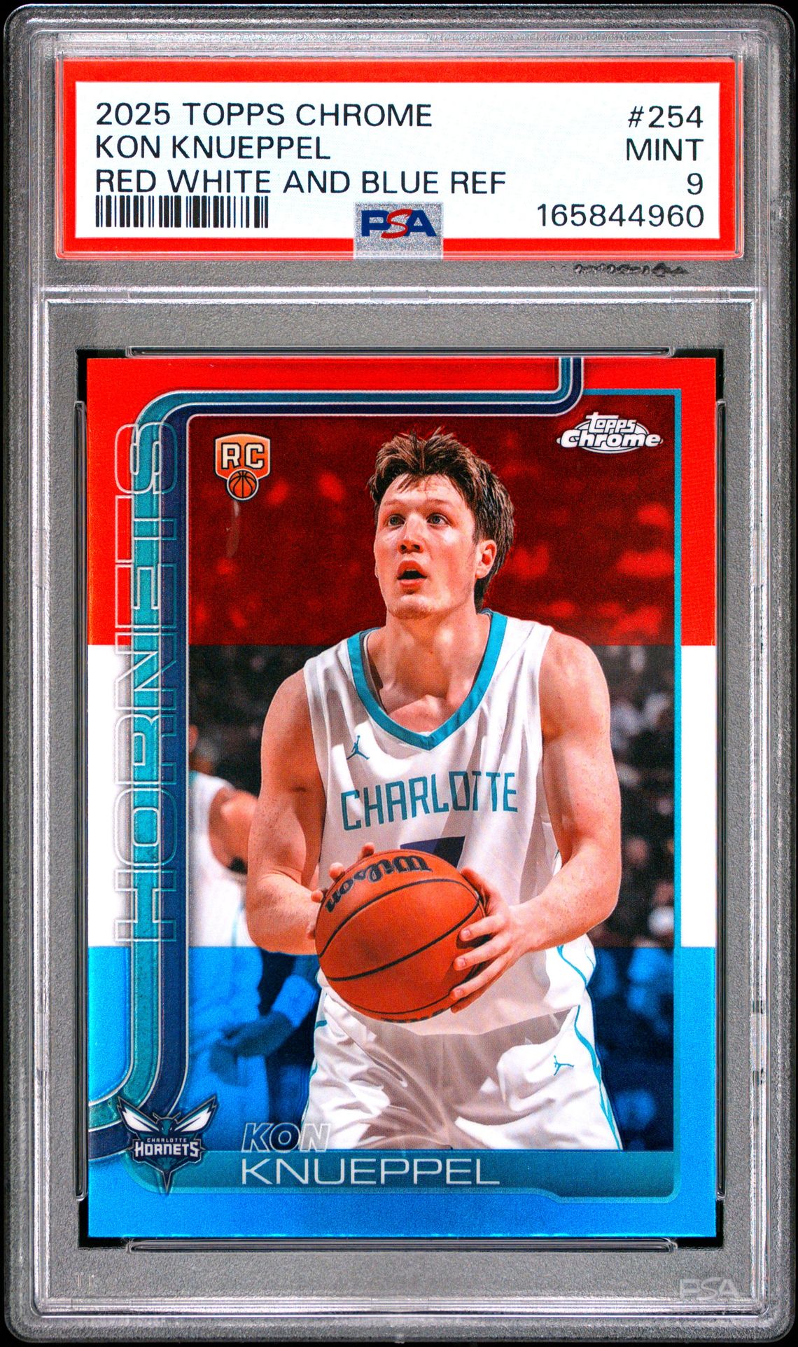 2025 Topps Chrome Kon Knueppel #254 (Red White And Blue Ref) Mint 9 front