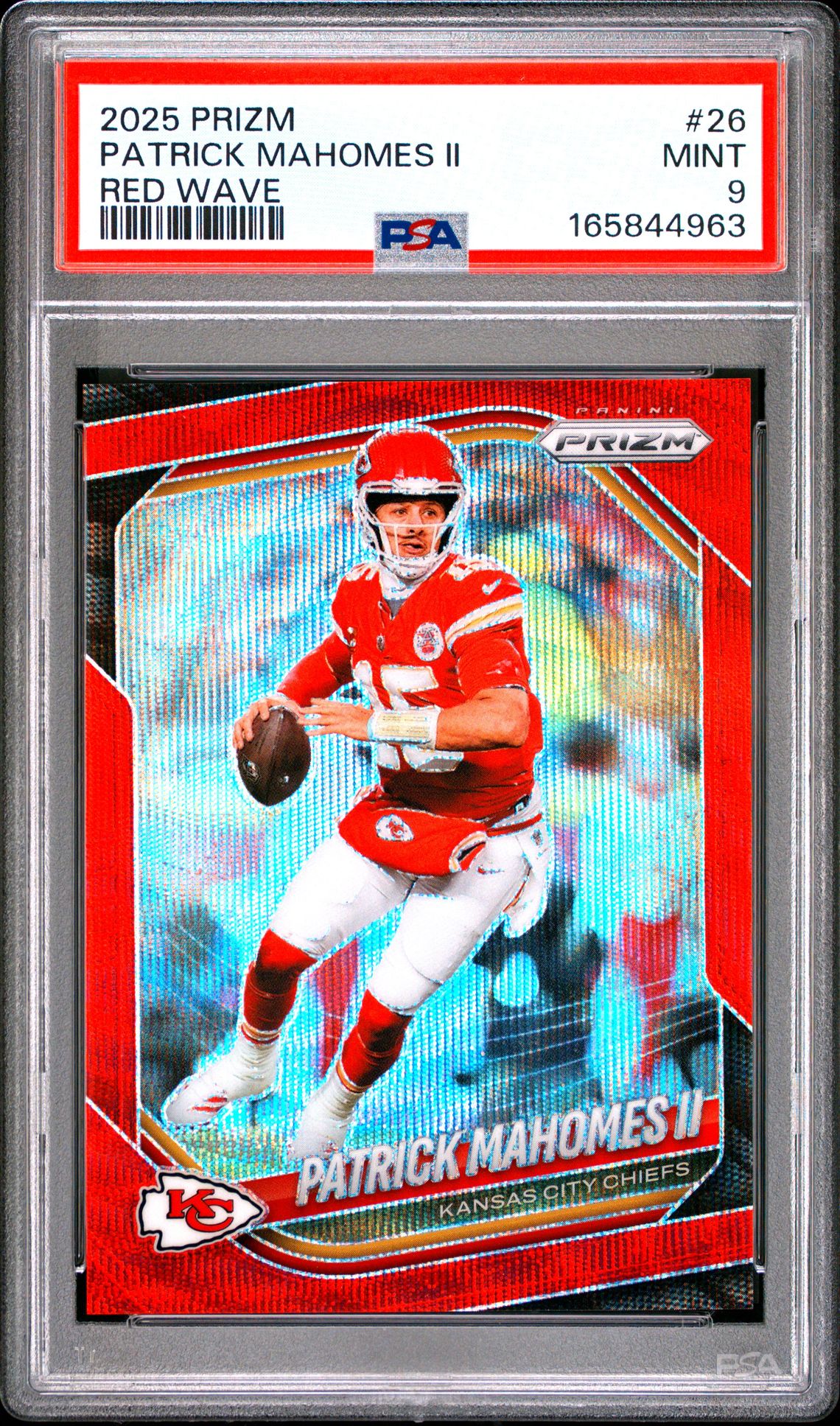 2025 Panini Prizm Patrick Mahomes Ii #26 (Red Wave) Mint 9 front