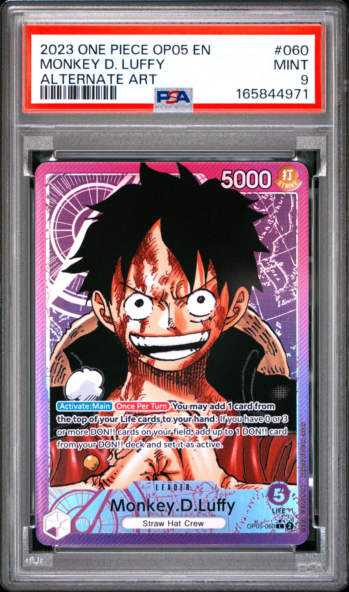2023 One Piece Op05-Awakening Of The New Era Monkey D. Luffy #060 (Alternate Art) Mint 9 front