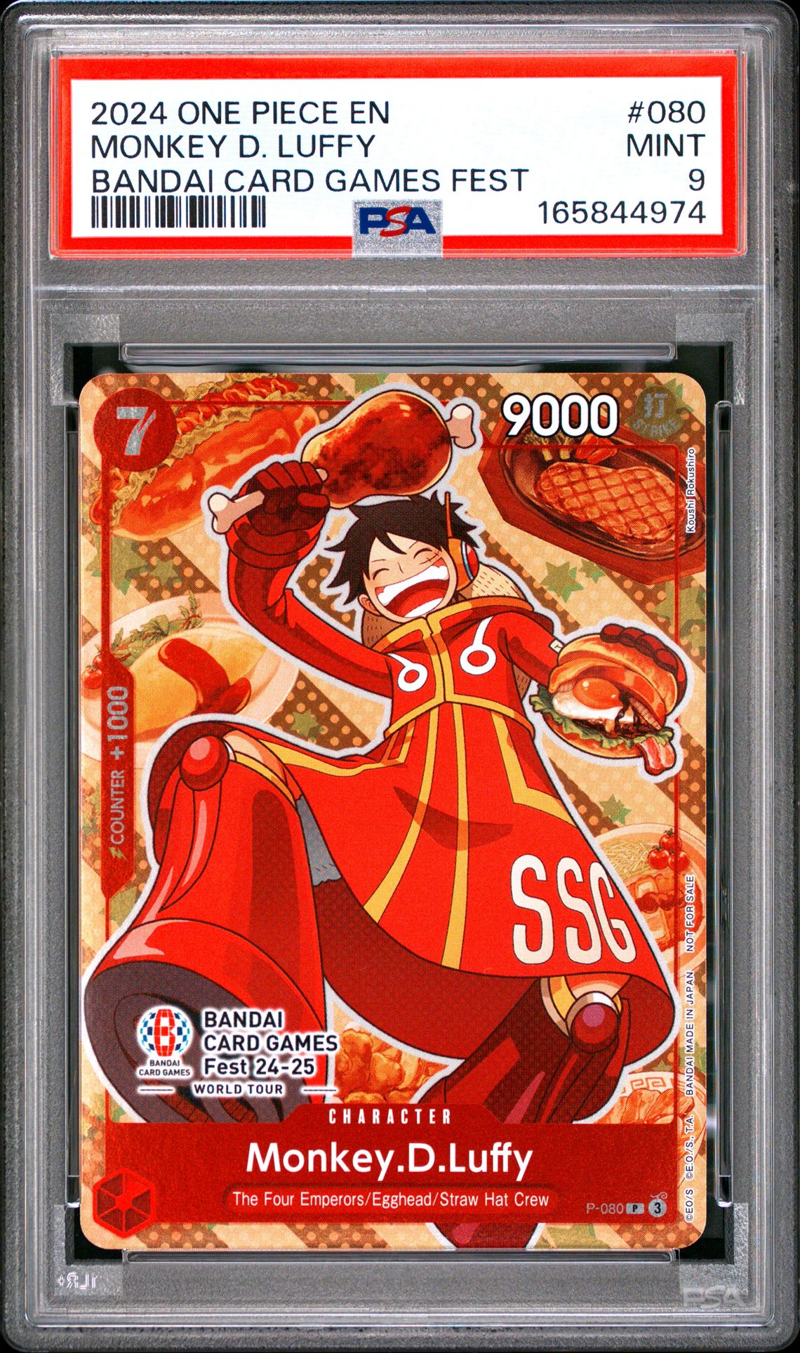 2024 One Piece Promos Monkey D. Luffy #080 (Bandai Card Games Fest) Mint 9 front