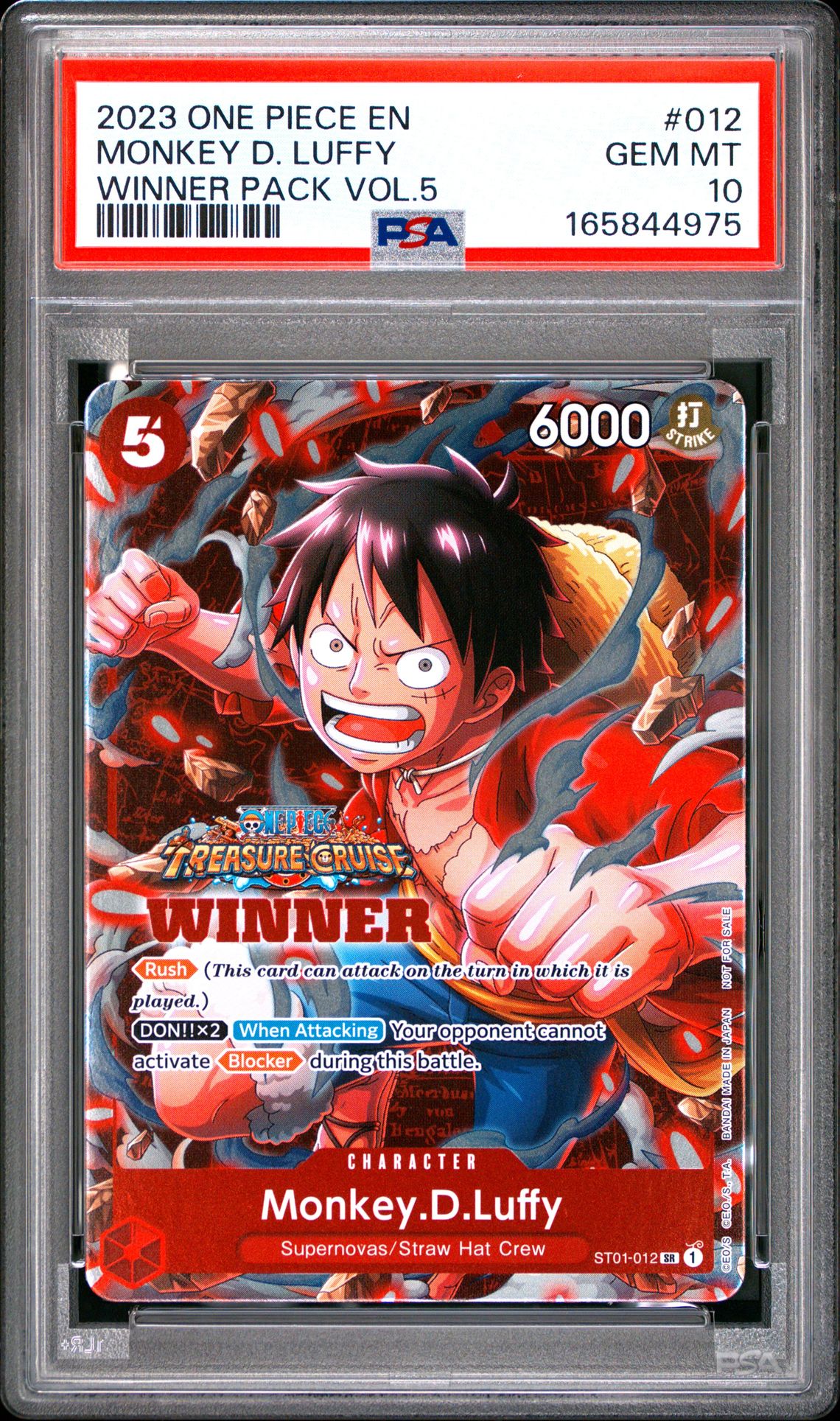 2023 One Piece Promos Monkey D. Luffy #012 (Winner Pack Vol.5) Gem Mt 10 front
