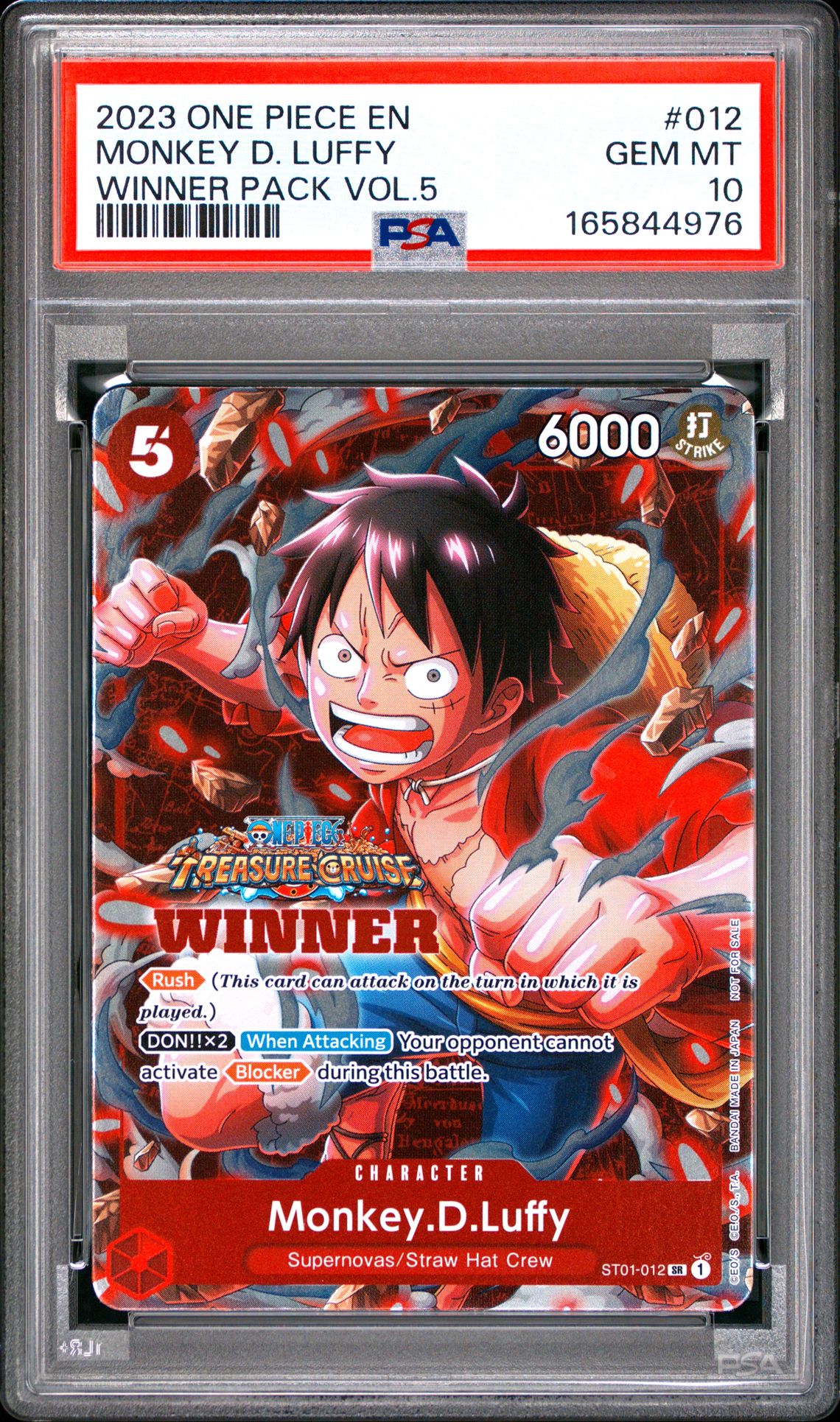 2023 One Piece Promos Monkey D. Luffy #012 (Winner Pack Vol.5) Gem Mt 10 front