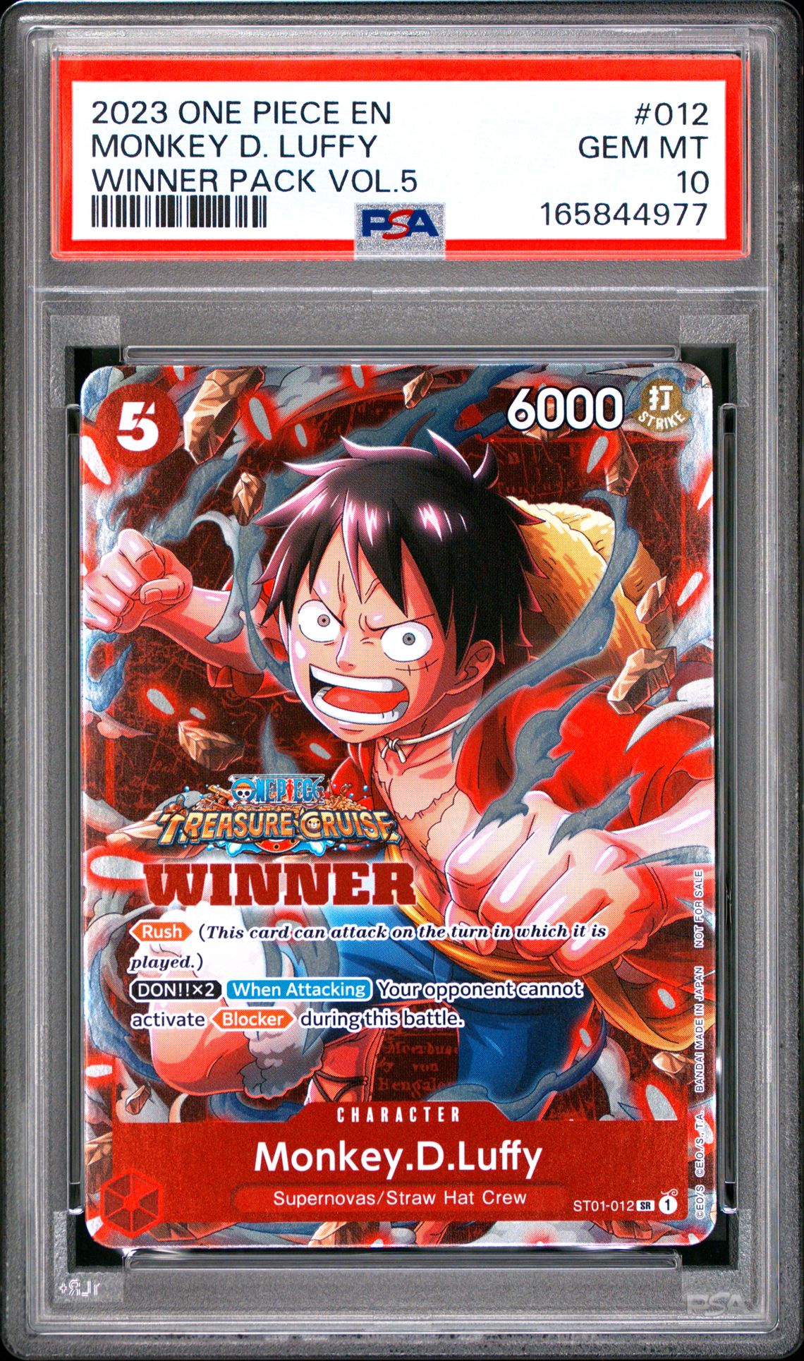 2023 One Piece Promos Monkey D. Luffy #012 (Winner Pack Vol.5) Gem Mt 10 front