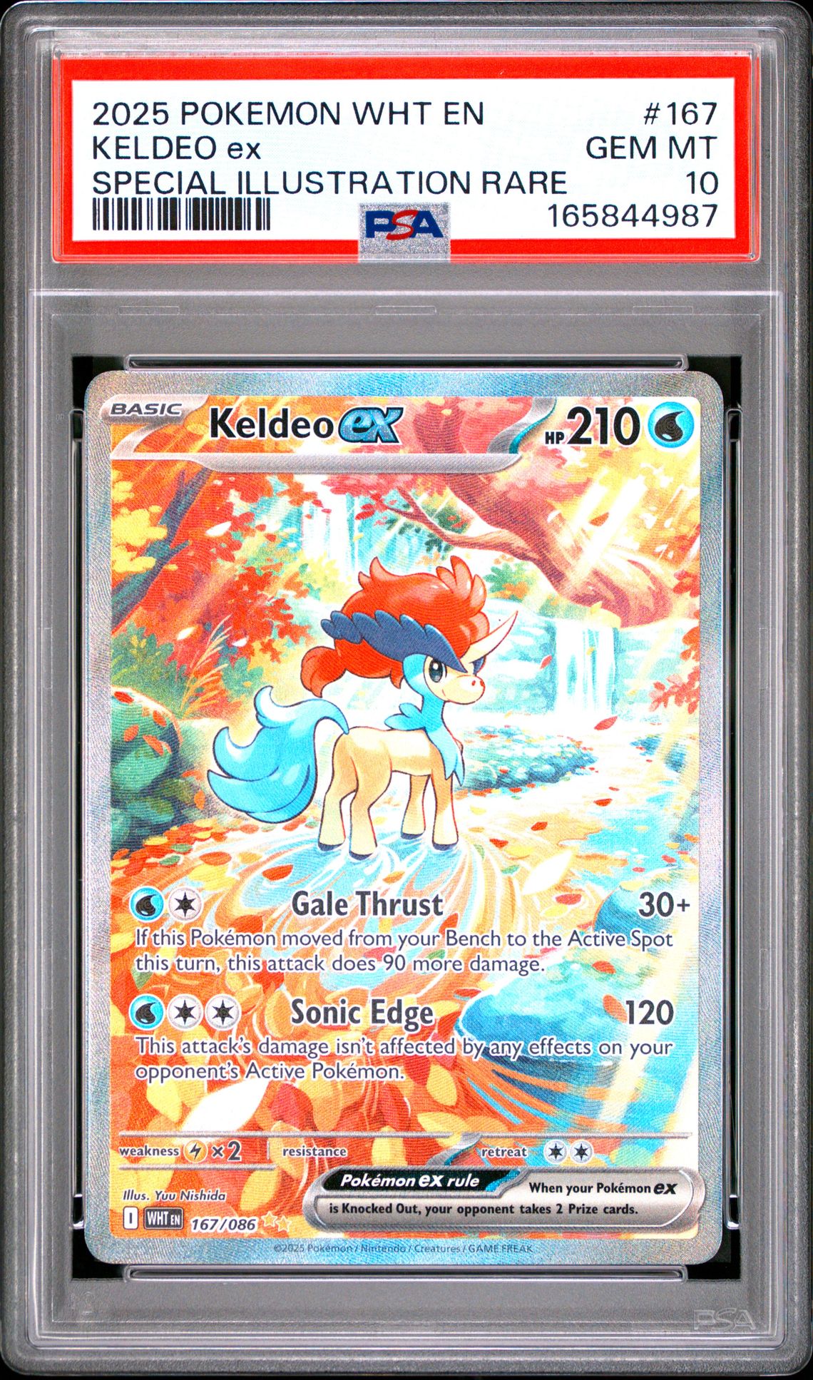 2025 Pokemon Wht En-White Flare Keldeo Ex #167 (Special Illustration Rare) Gem Mt 10 front view - PSA graded GEM MT 10