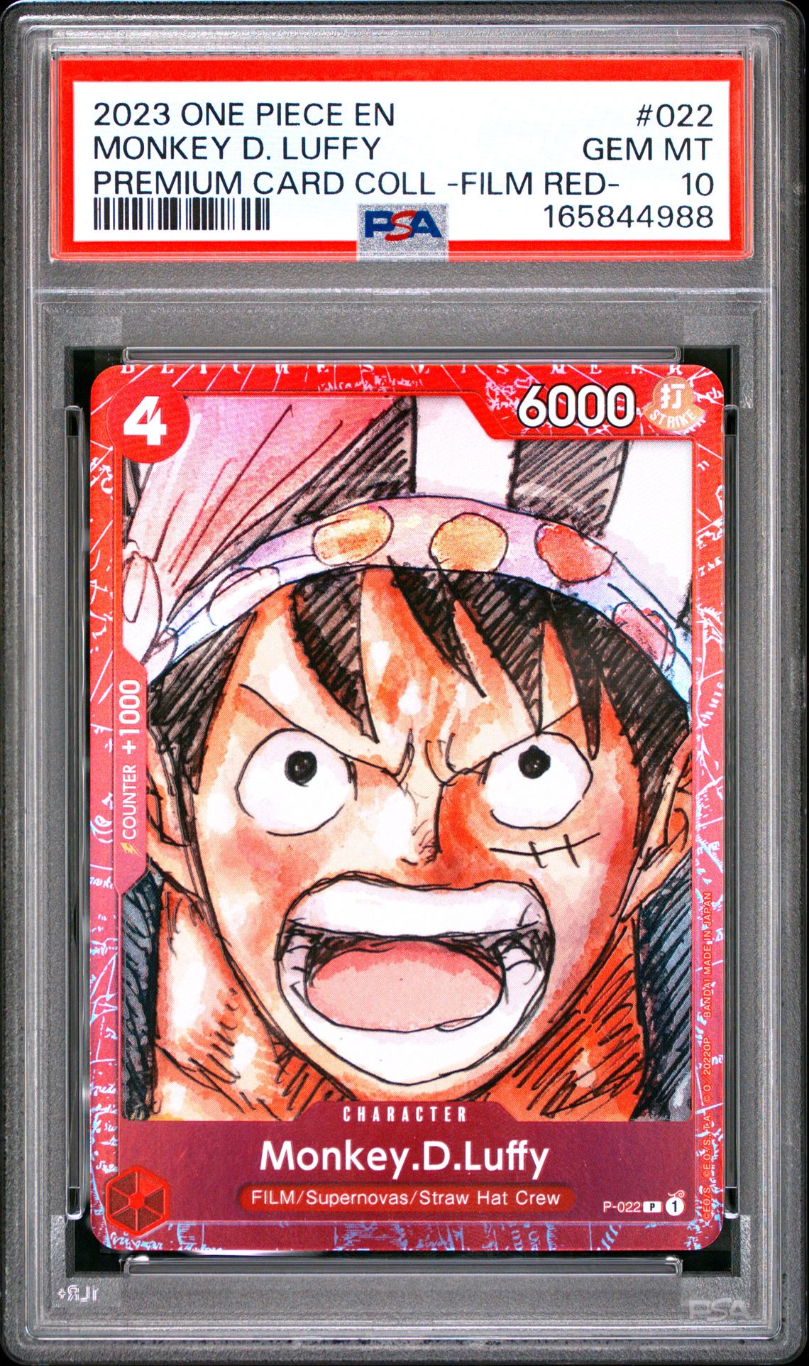 2023 One Piece Premium Card Collection -One Piece Film Red- Monkey D. Luffy #022 Gem Mt 10 front