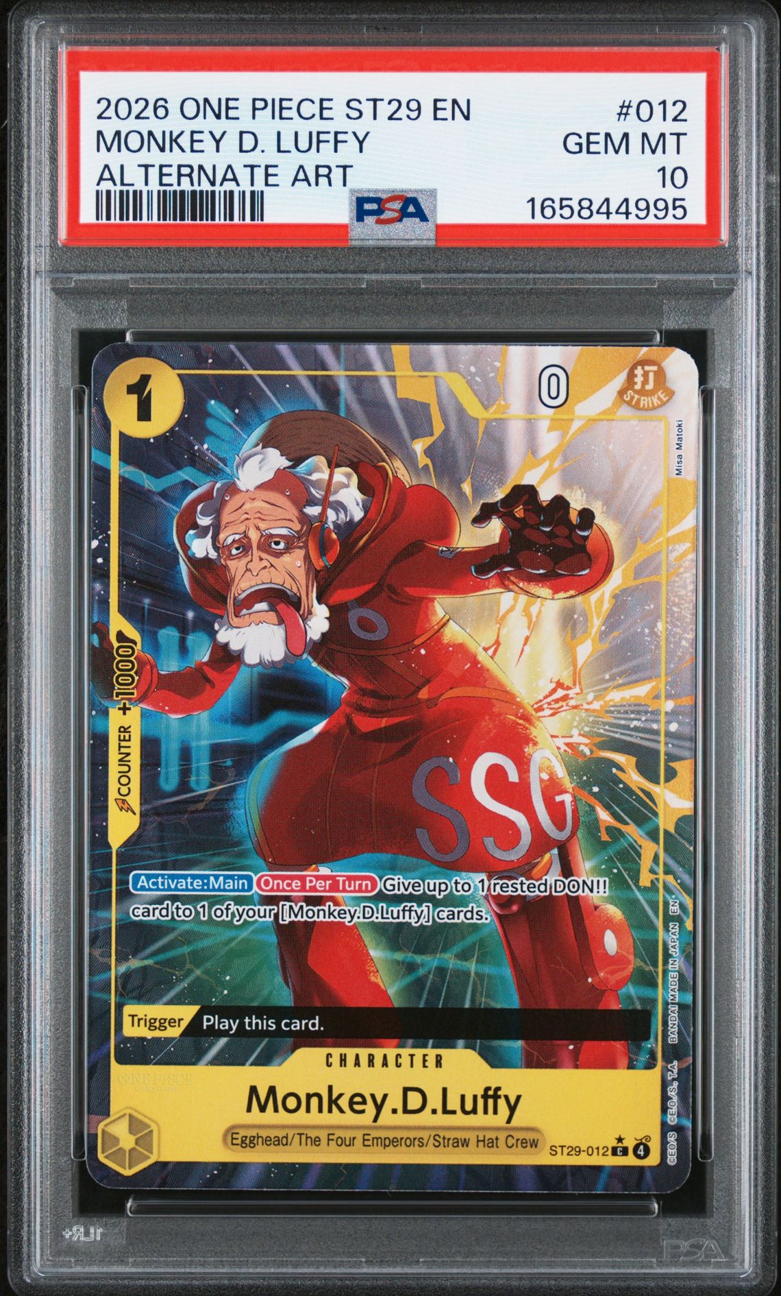 2026 One Piece Starter Deck St29-Egghead Monkey D. Luffy #012 (Alternate Art) Gem Mt 10 front view - PSA graded GEM MT 10
