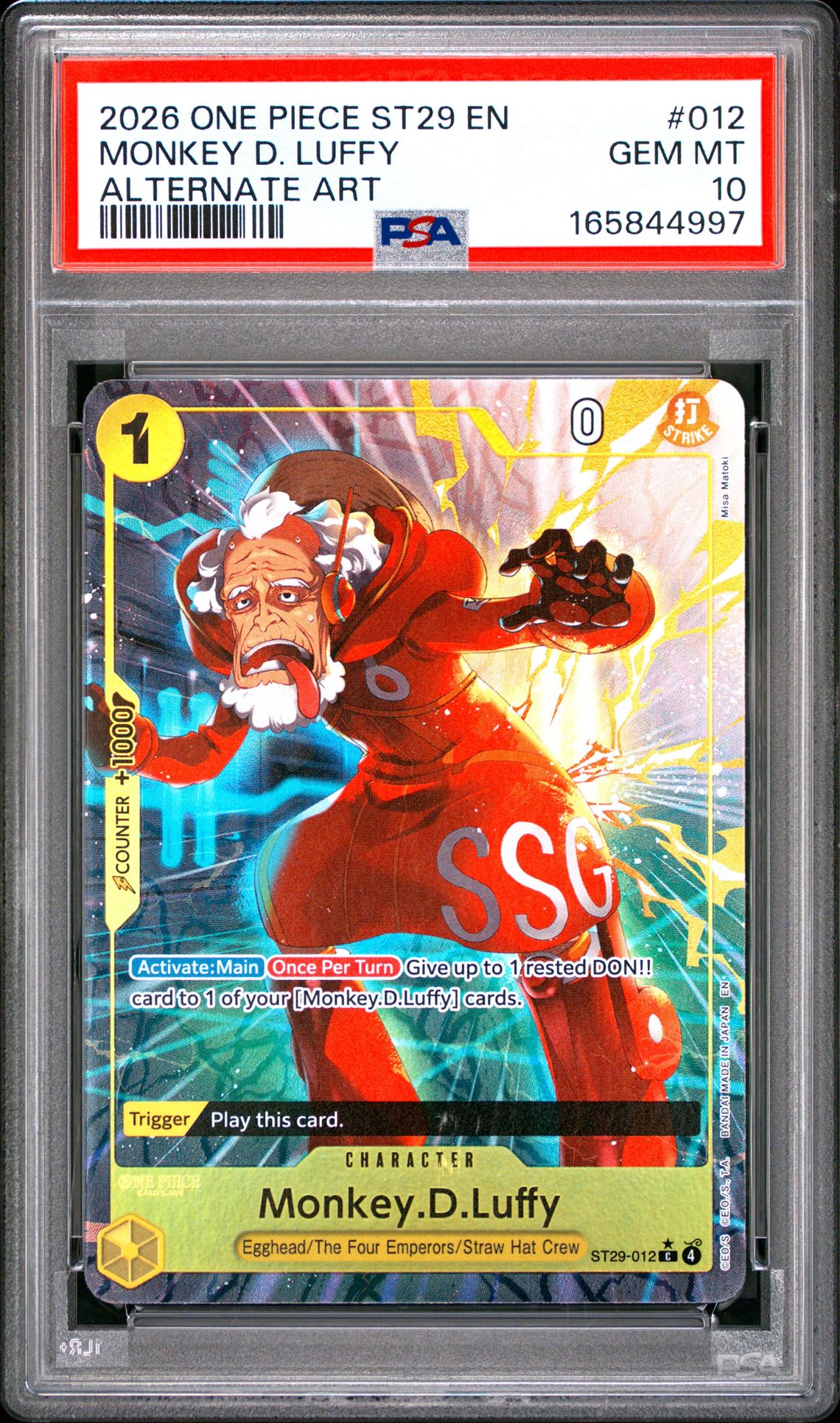 2026 One Piece Starter Deck St29-Egghead Monkey D. Luffy #012 (Alternate Art) Gem Mt 10 front view - PSA graded GEM MT 10