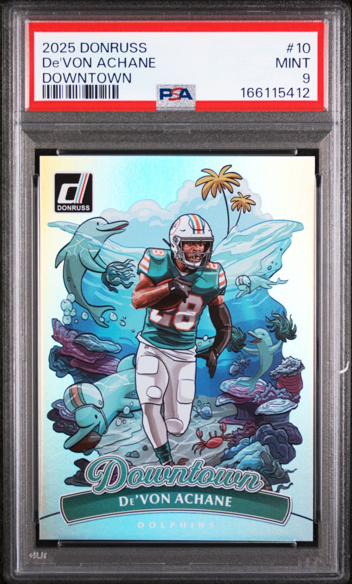 2025 Panini Donruss Downtown De'von Achane #10 Mint 9 front