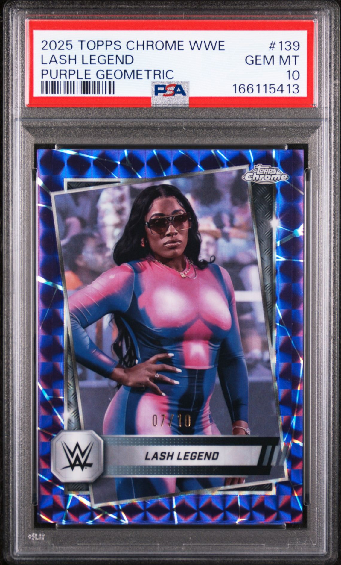 2025 Topps Chrome Wwe Lash Legend #139 (Purple Geometric) Gem Mt 10 front