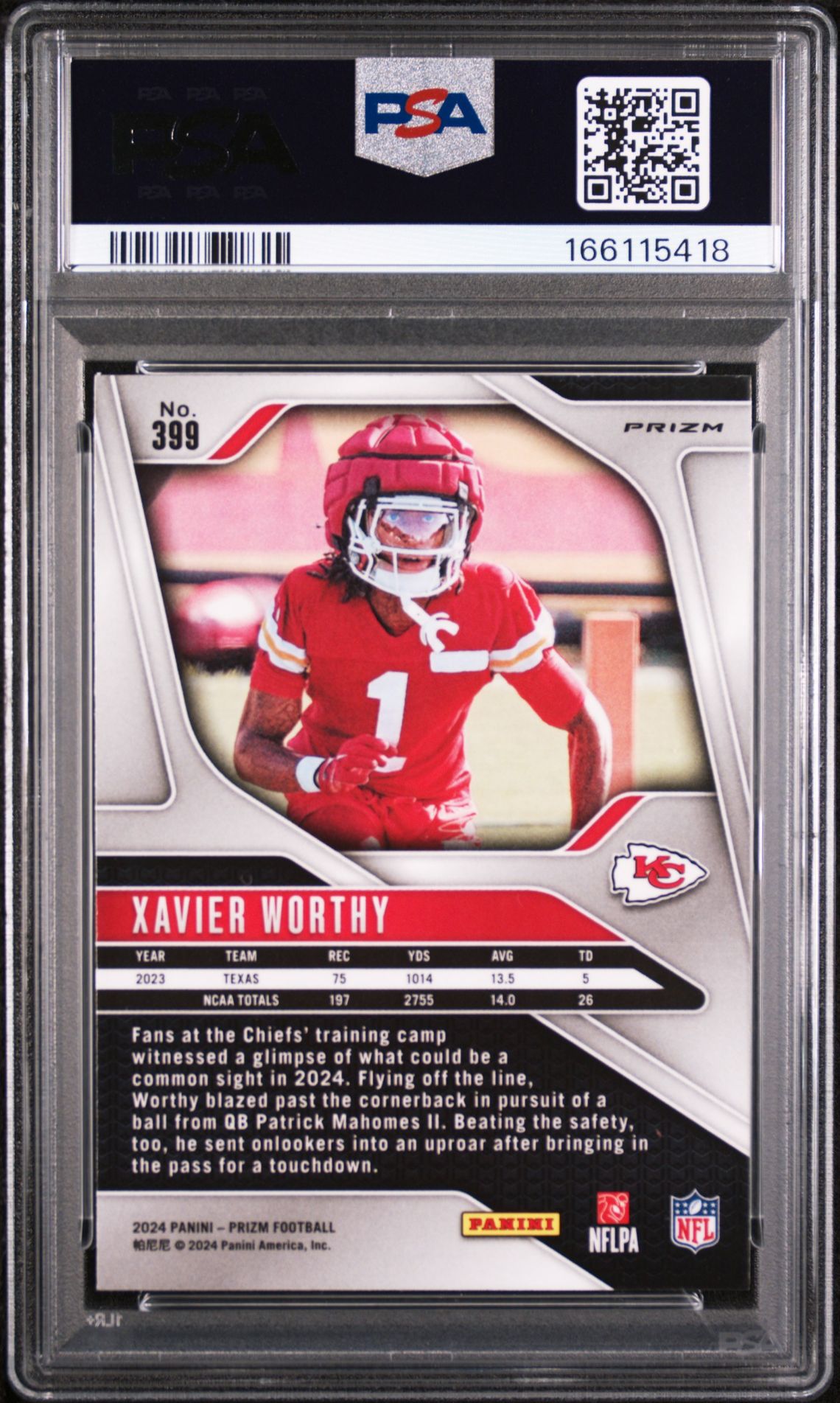 2024 Panini Prizm Xavier Worthy #399 (Red Sparkle) Nm-Mt 8 back