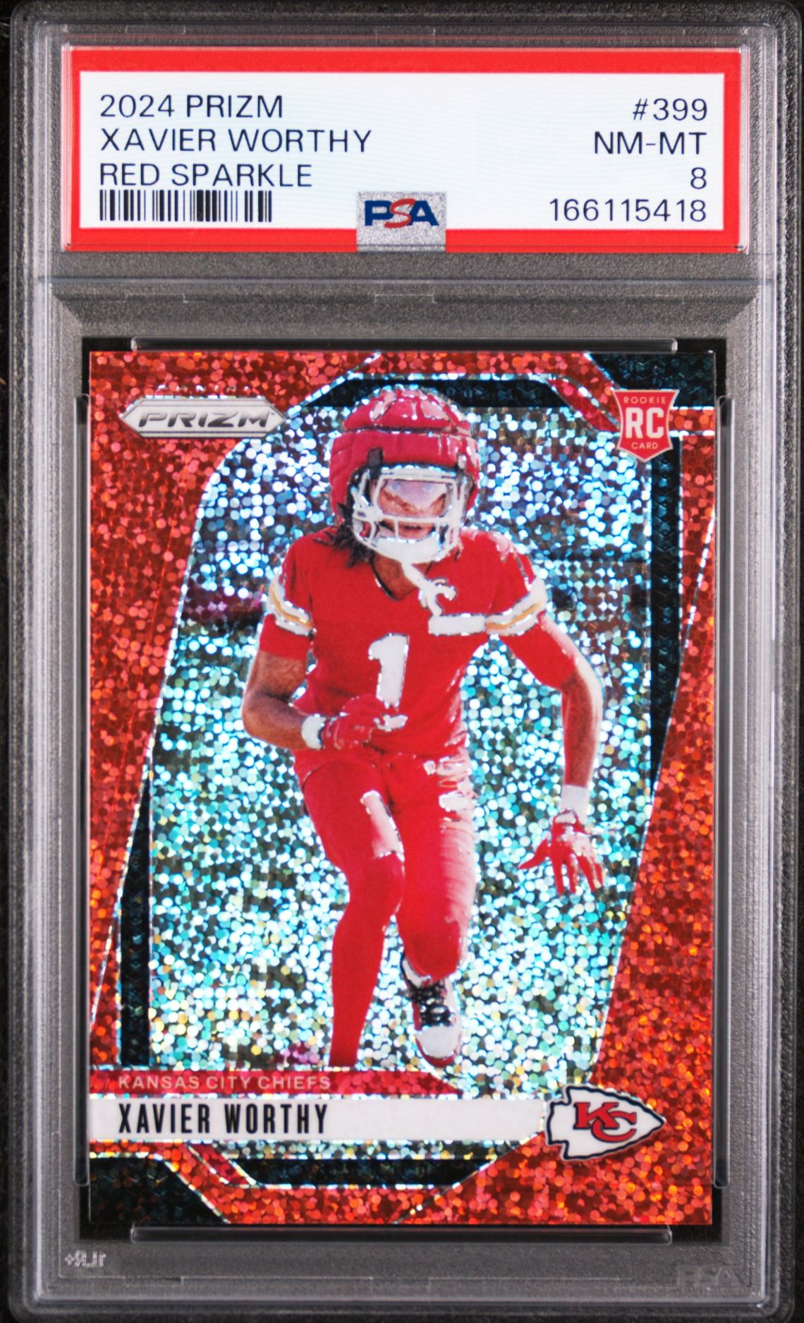 2024 Panini Prizm Xavier Worthy #399 (Red Sparkle) Nm-Mt 8 front