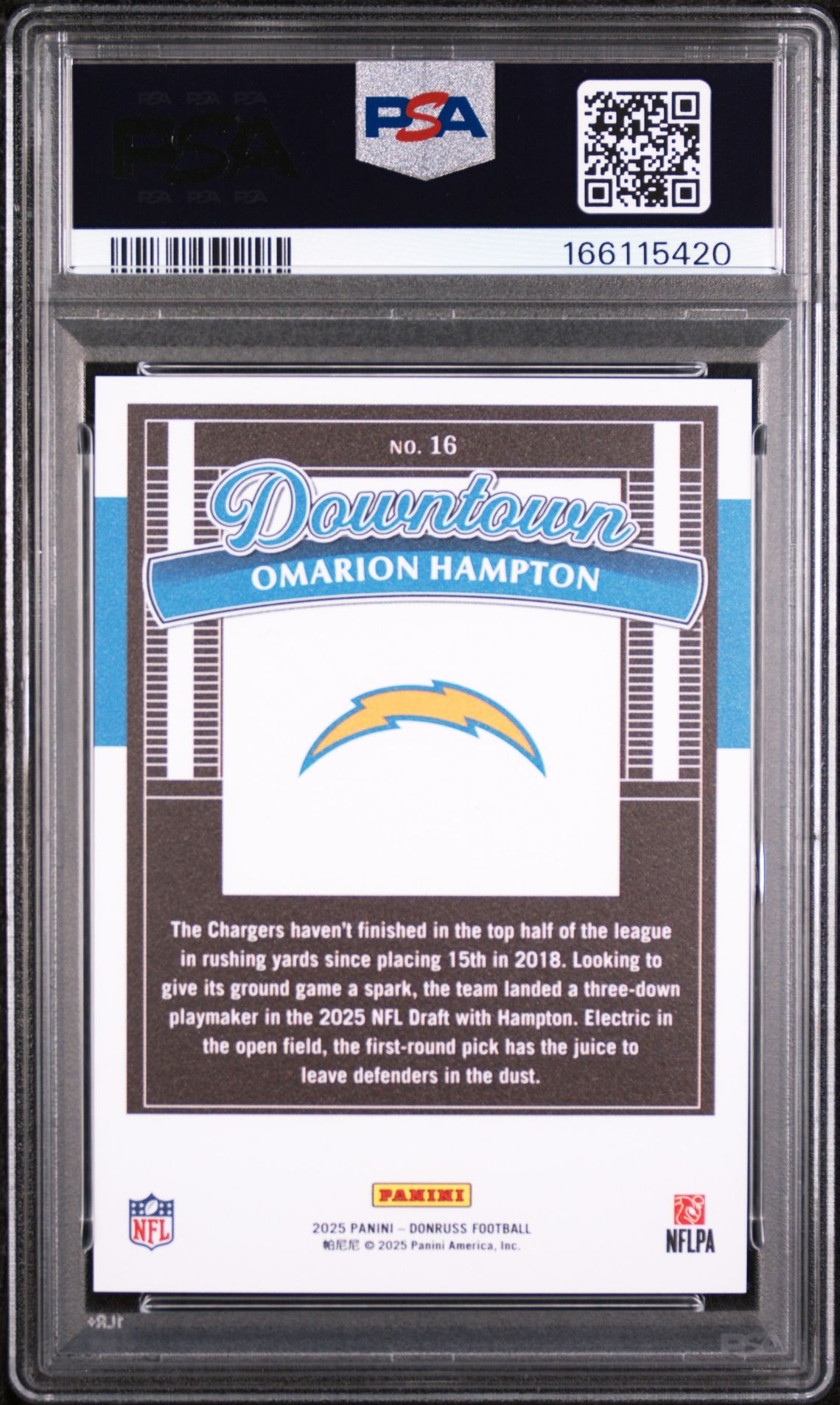 2025 Panini Donruss Downtown Omarion Hampton #16 Mint 9 back