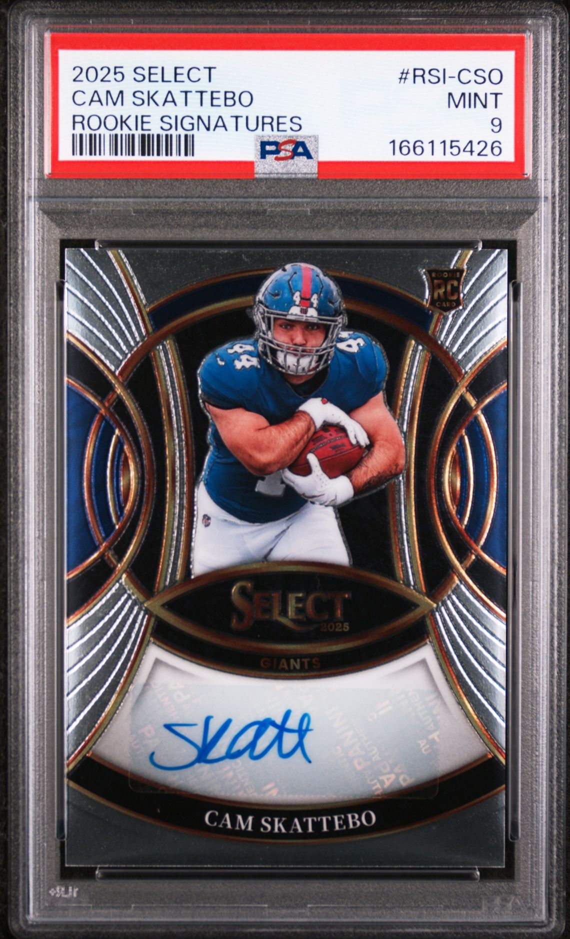 2025 Panini Select Rookie Signatures Cam Skattebo #Rsi-Cso Mint 9 front