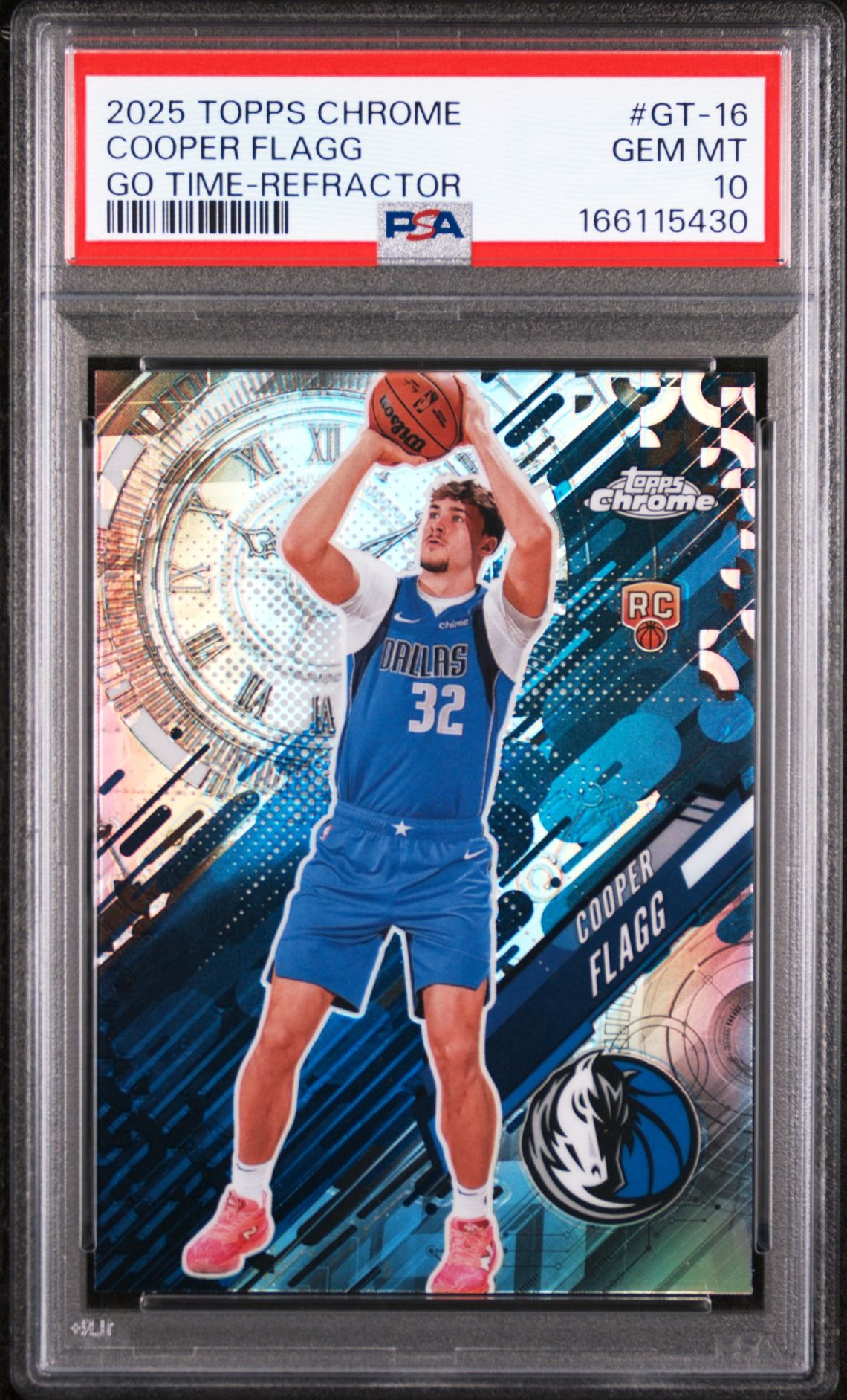 2025 Topps Chrome Go Time Cooper Flagg #Gt-16 (Go Time-Refractor) Gem Mt 10 front view - PSA graded GEM MT 10