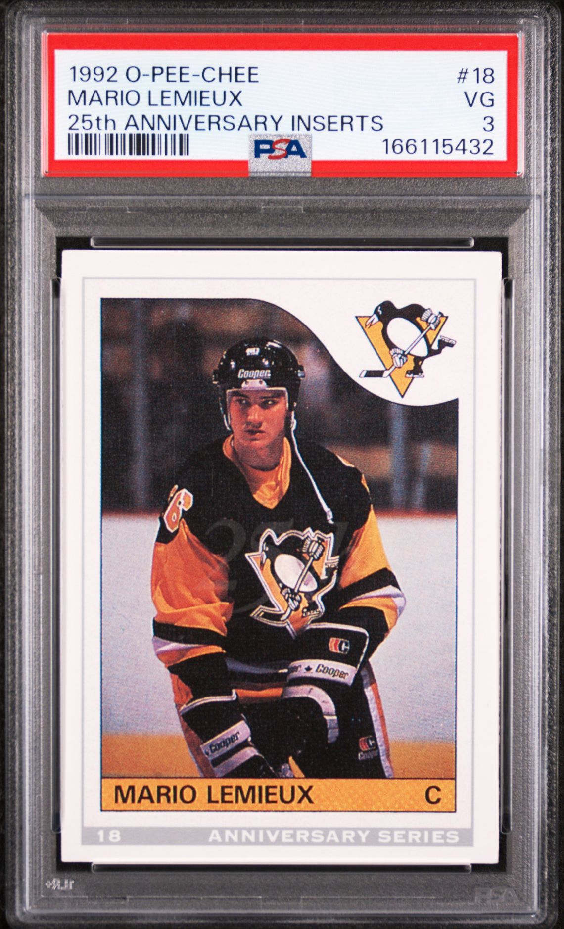 1992 O-Pee-Chee 25Th Anniversary Inserts Mario Lemieux #18 (25Th Anniversary Inserts) Vg 3 front