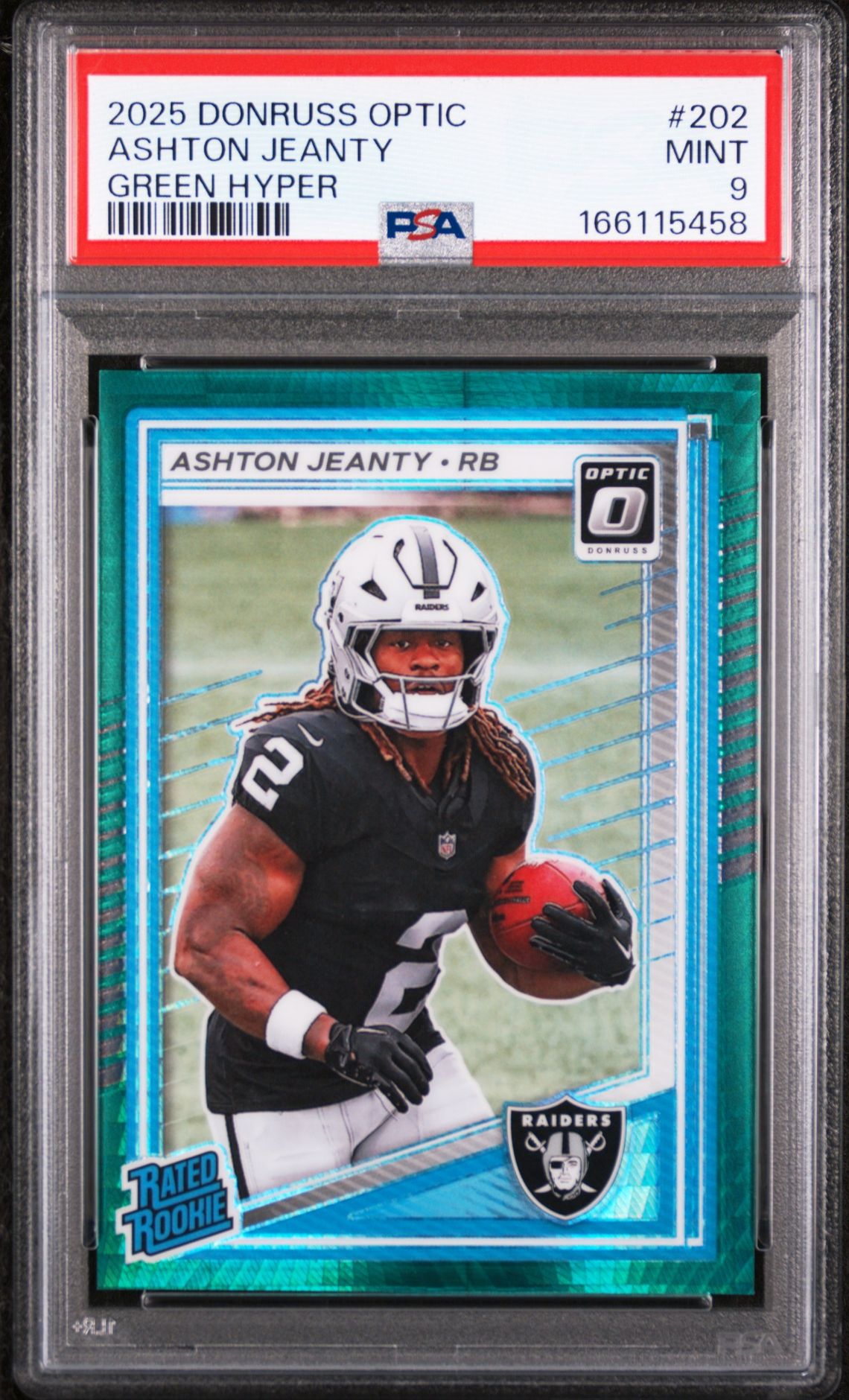 2025 Panini Donruss Optic Ashton Jeanty #202 (Green Hyper) Mint 9 front