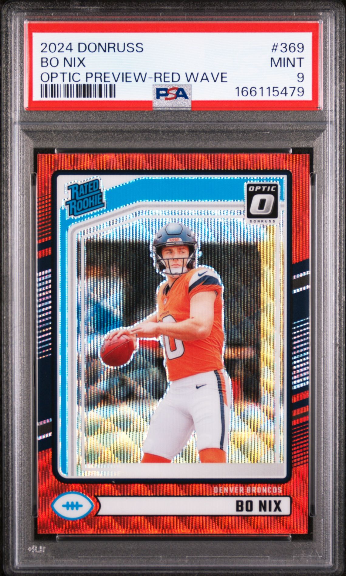 2024 Panini Donruss Bo Nix #369 (Optic Preview-Red Wave) Mint 9 front