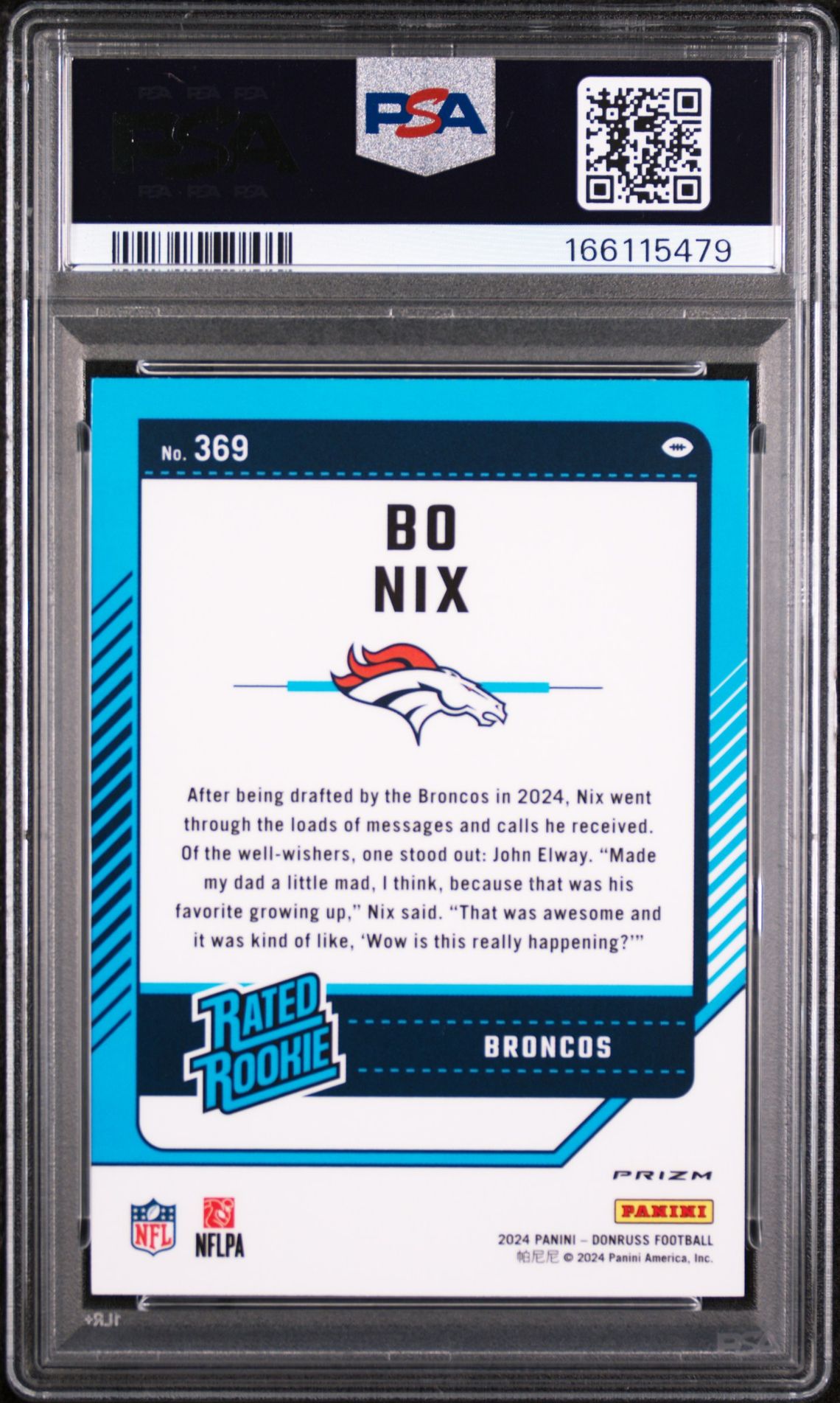 2024 Panini Donruss Bo Nix #369 (Optic Preview-Red Wave) Mint 9 back