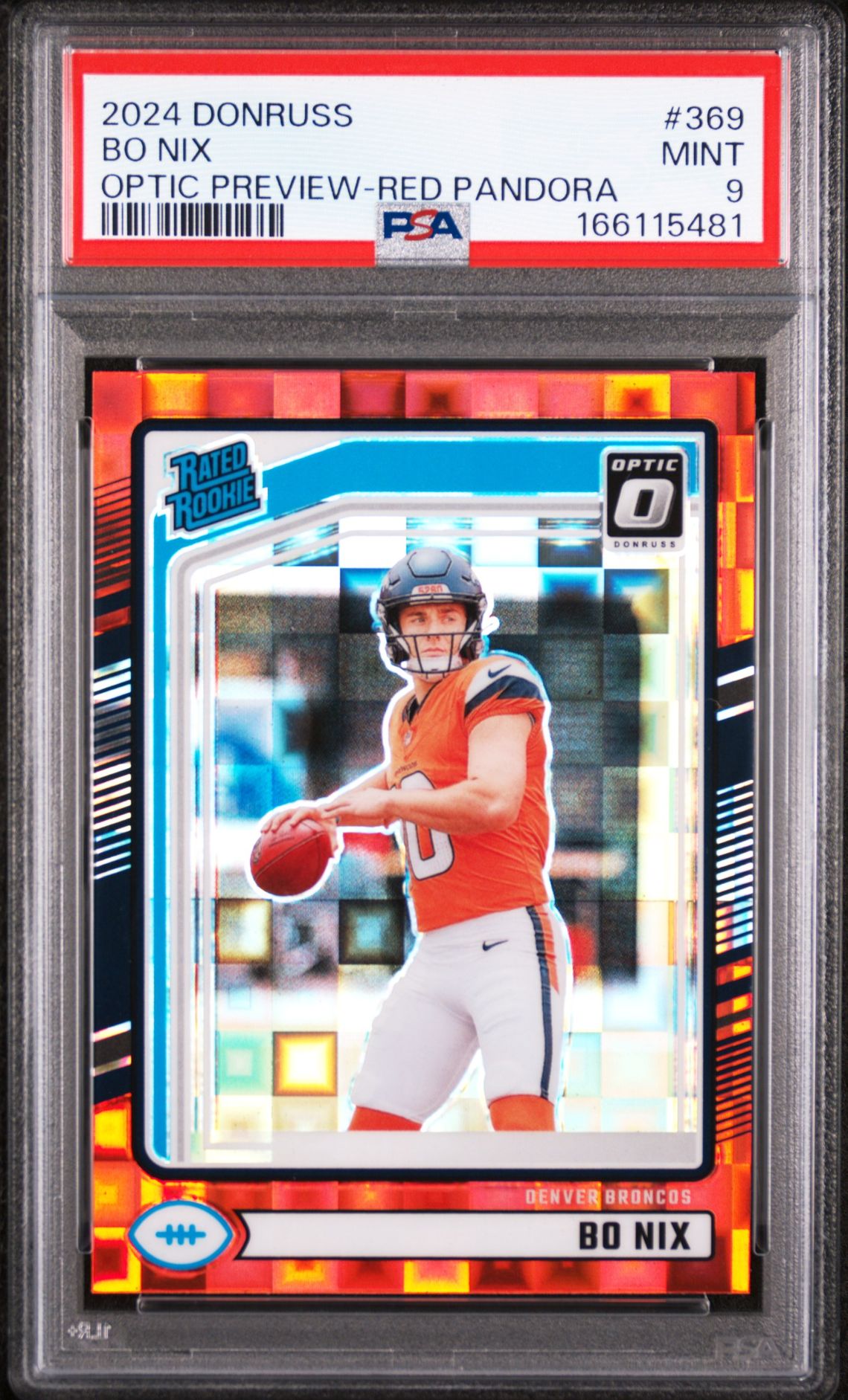 2024 Panini Donruss Bo Nix #369 (Optic Preview-Red Pandora) Mint 9 front