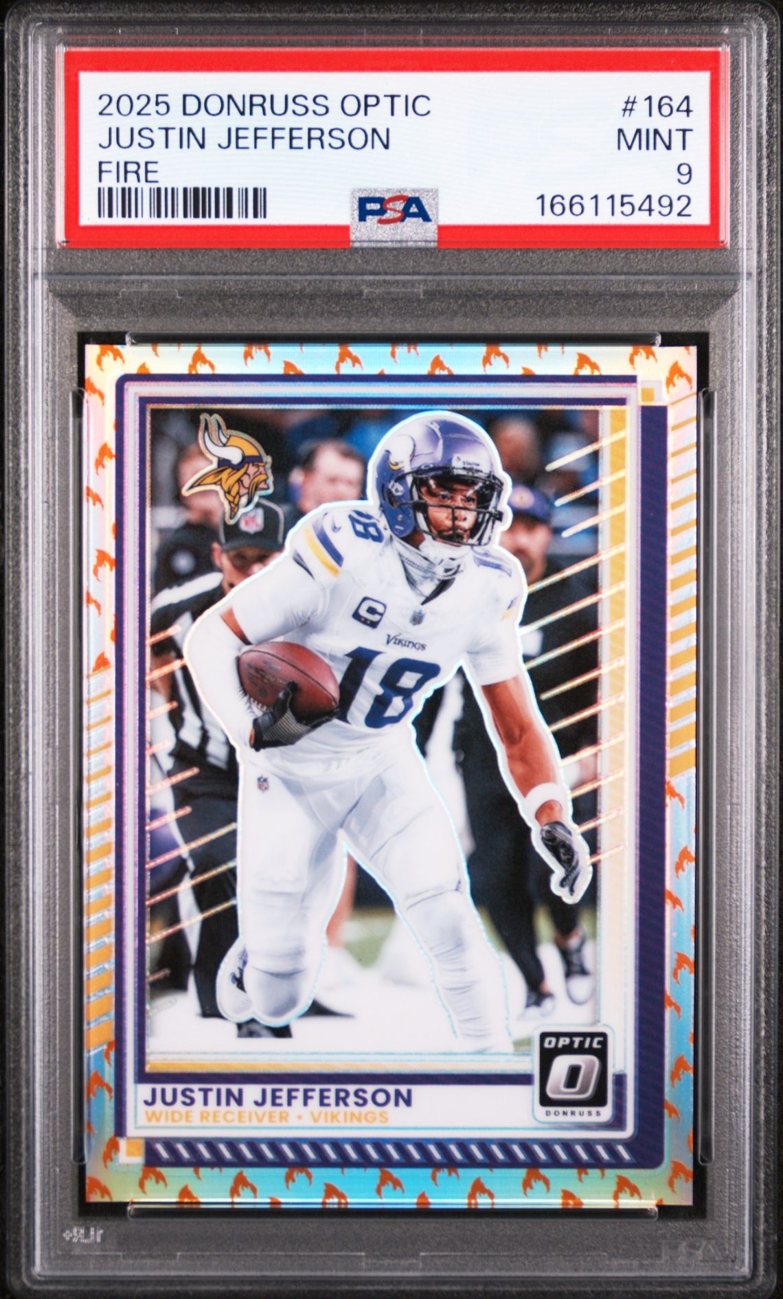 2025 Panini Donruss Optic Justin Jefferson #164 (Fire) Mint 9 front