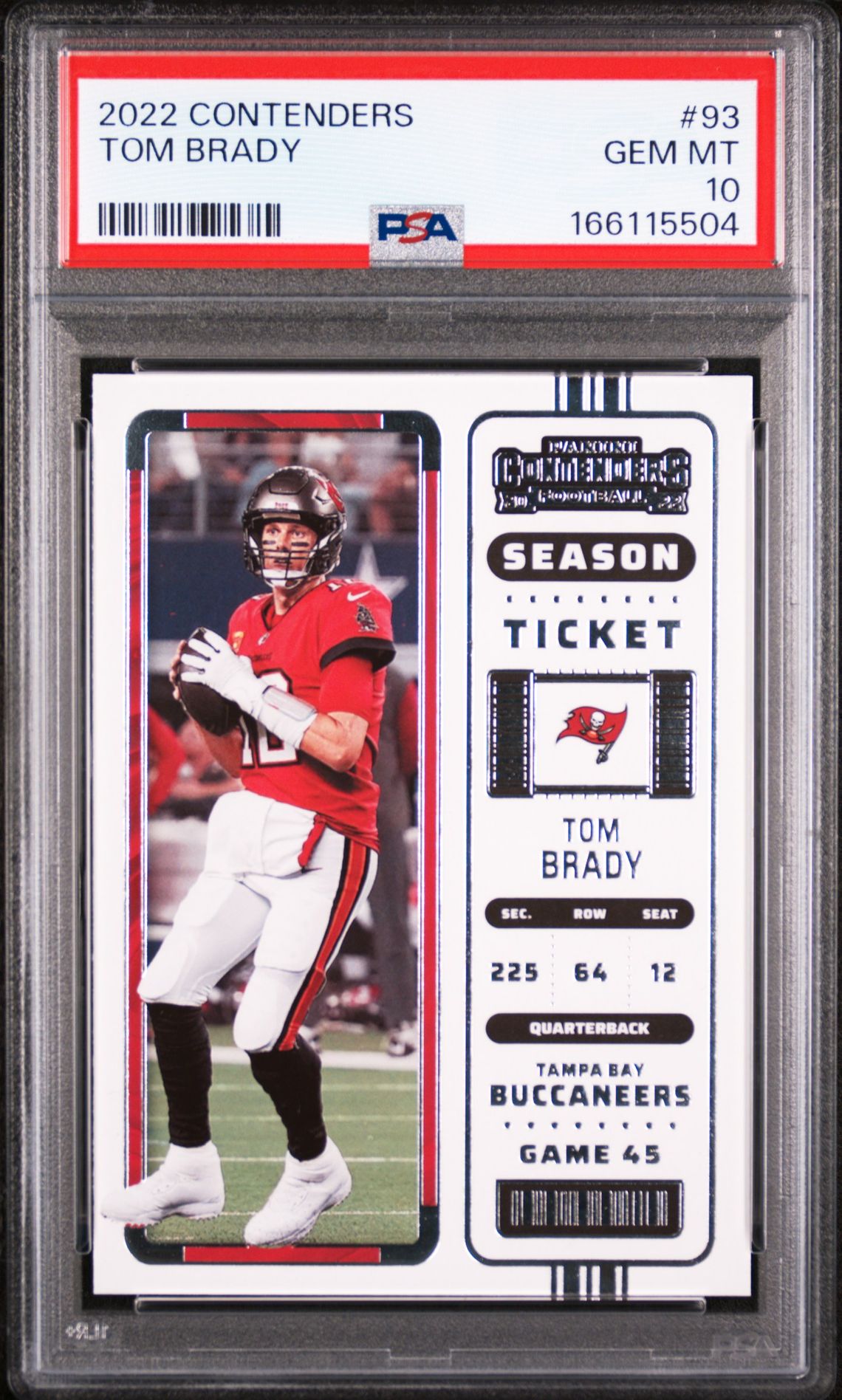 2022 PANINI CONTENDERS TOM BRADY  93 GEM MT 10 front
