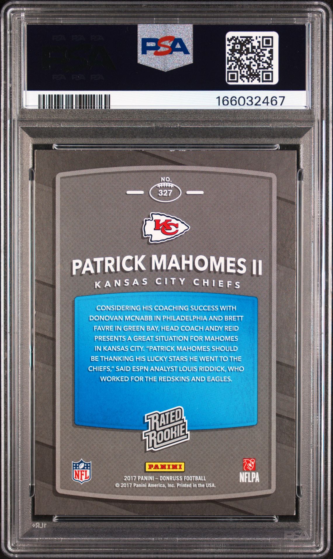 2017 Panini Donruss Patrick Mahomes Ii #327 Nm-Mt 8 back