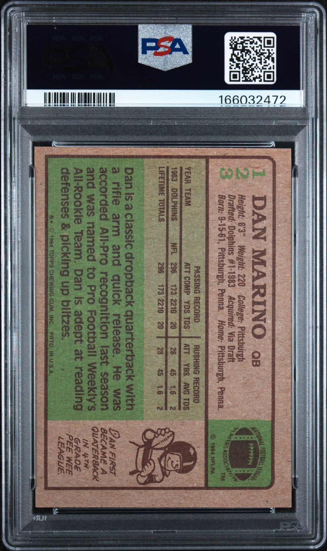 1984 Topps Dan Marino #123 Nm-Mt 8 back
