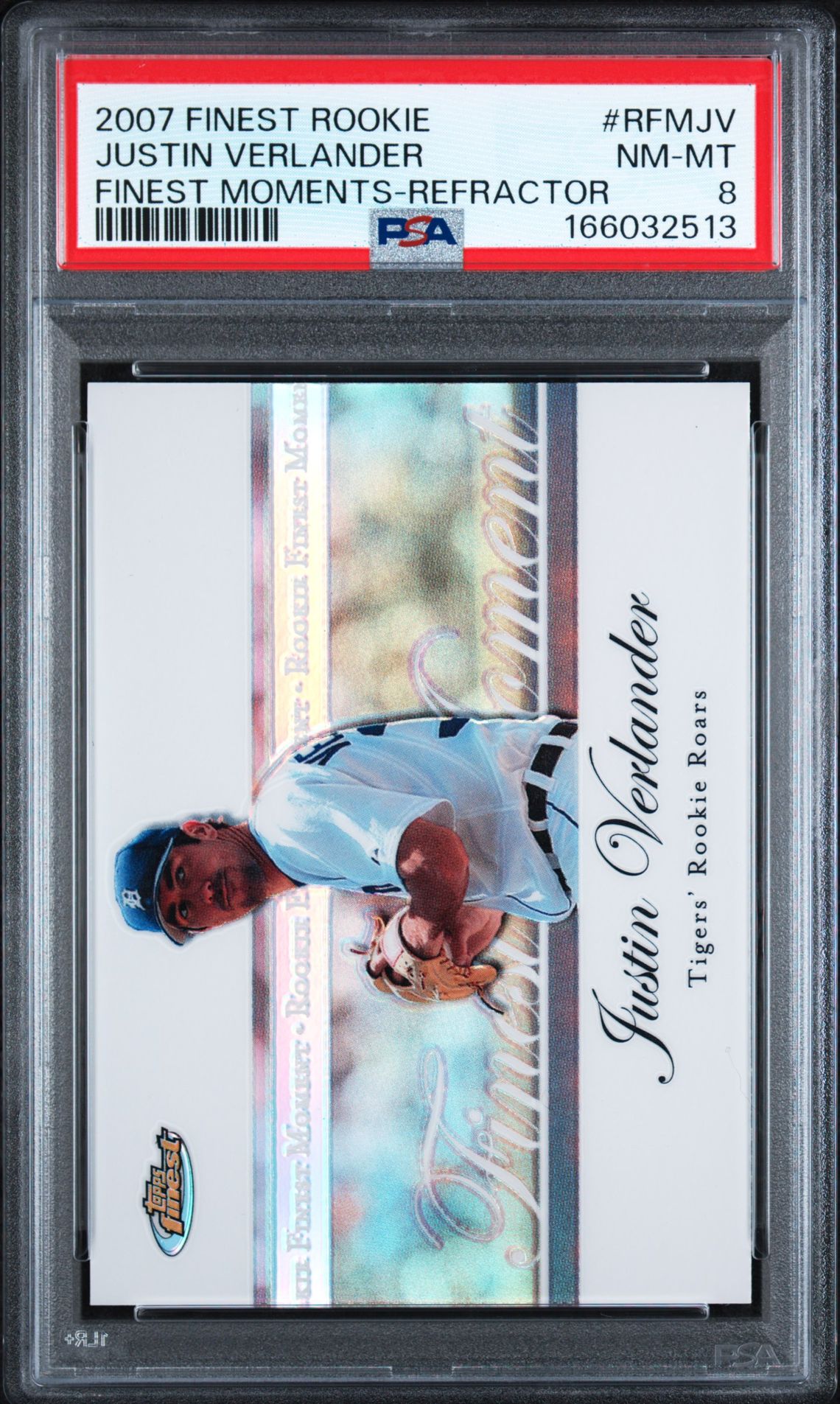 2007 Finest Rookie Finest Moments Justin Verlander #Rfmjv (Finest Moments-Refractor) Nm-Mt 8 front