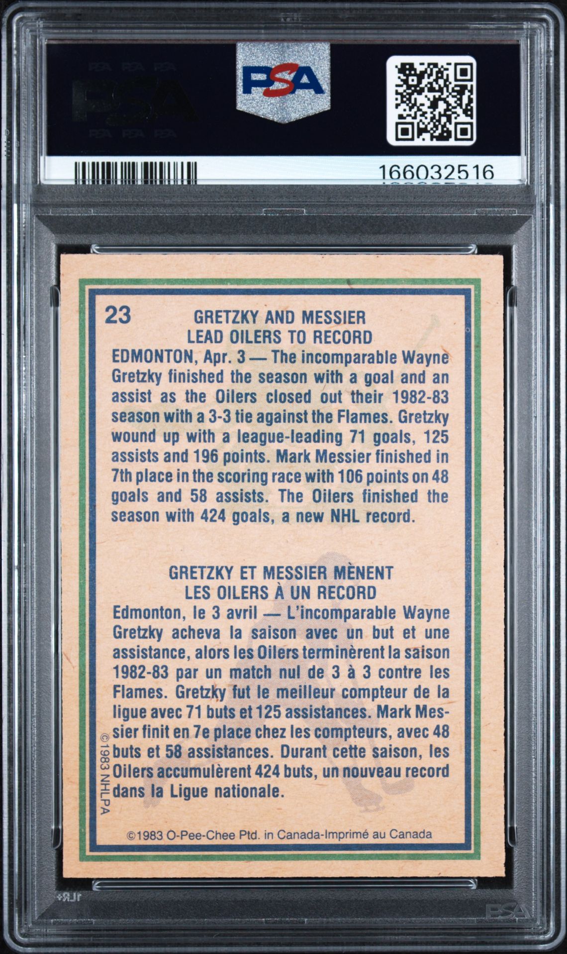 1983 O-Pee-Chee W.gretzky/M.messier #23 (Oilers Highlights) Nm-Mt 8 back
