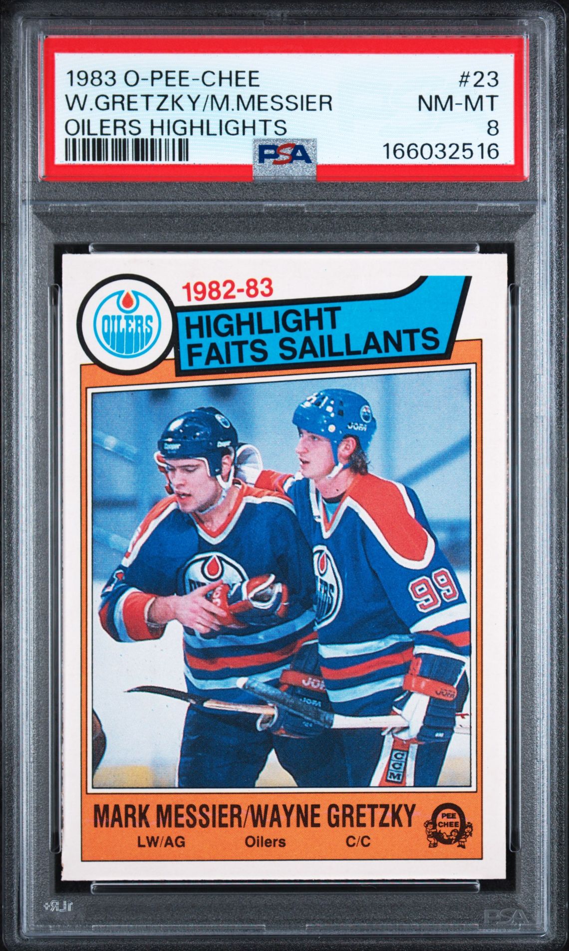 1983 O-Pee-Chee W.gretzky/M.messier #23 (Oilers Highlights) Nm-Mt 8 front