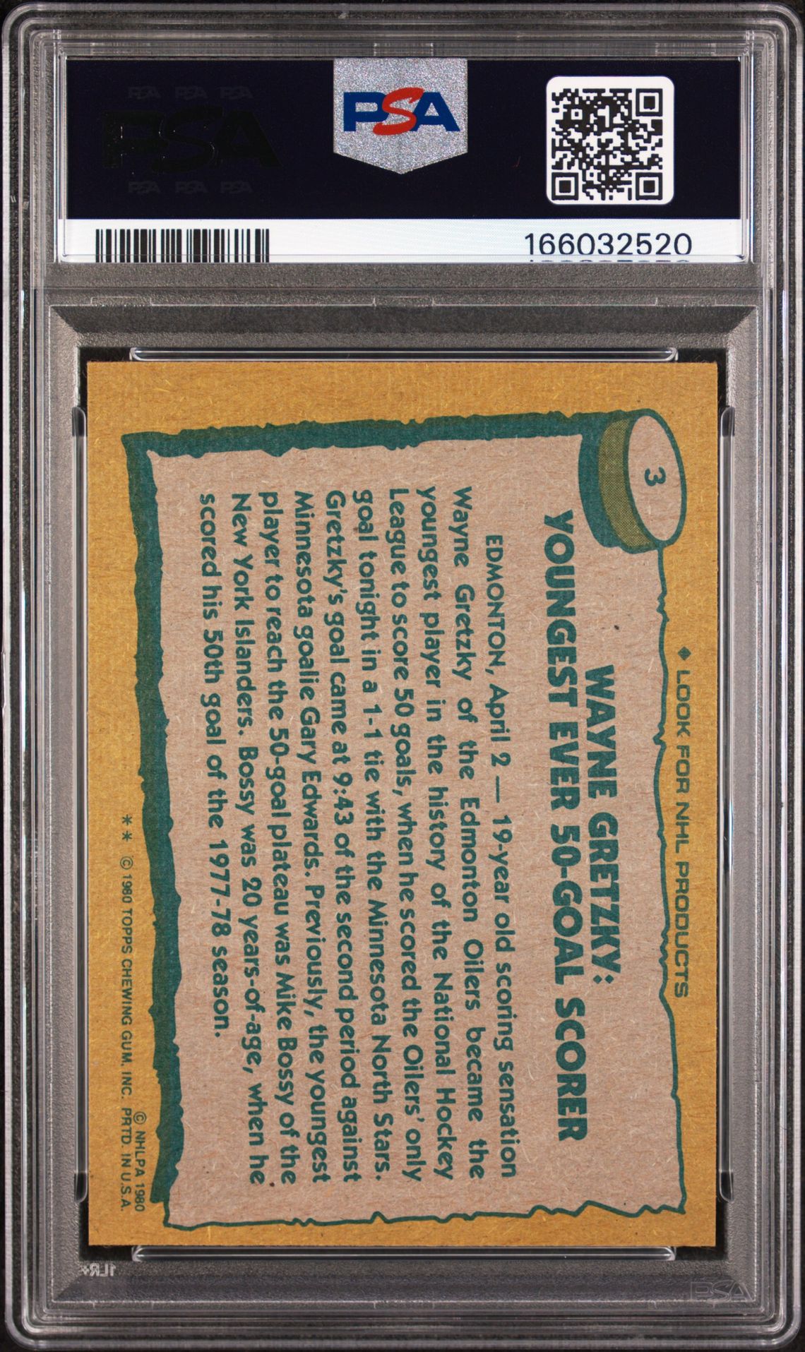 1980 Topps Wayne Gretzky #3 (Record Breaker) Nm 7 back