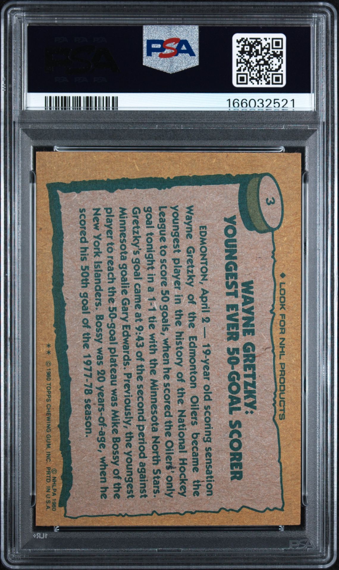 1980 Topps Wayne Gretzky #3 (Record Breaker) Ex-Mt 6 back