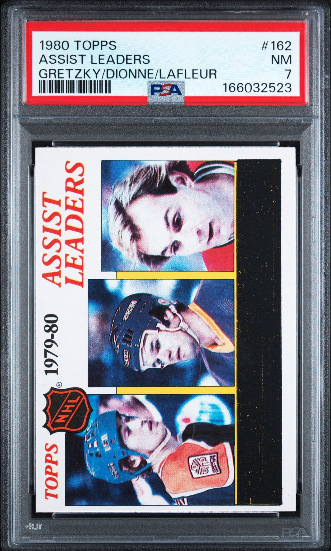 1980 Topps Assist Leaders #162 (Gretzky/Dionne/Lafleur) Nm 7 front