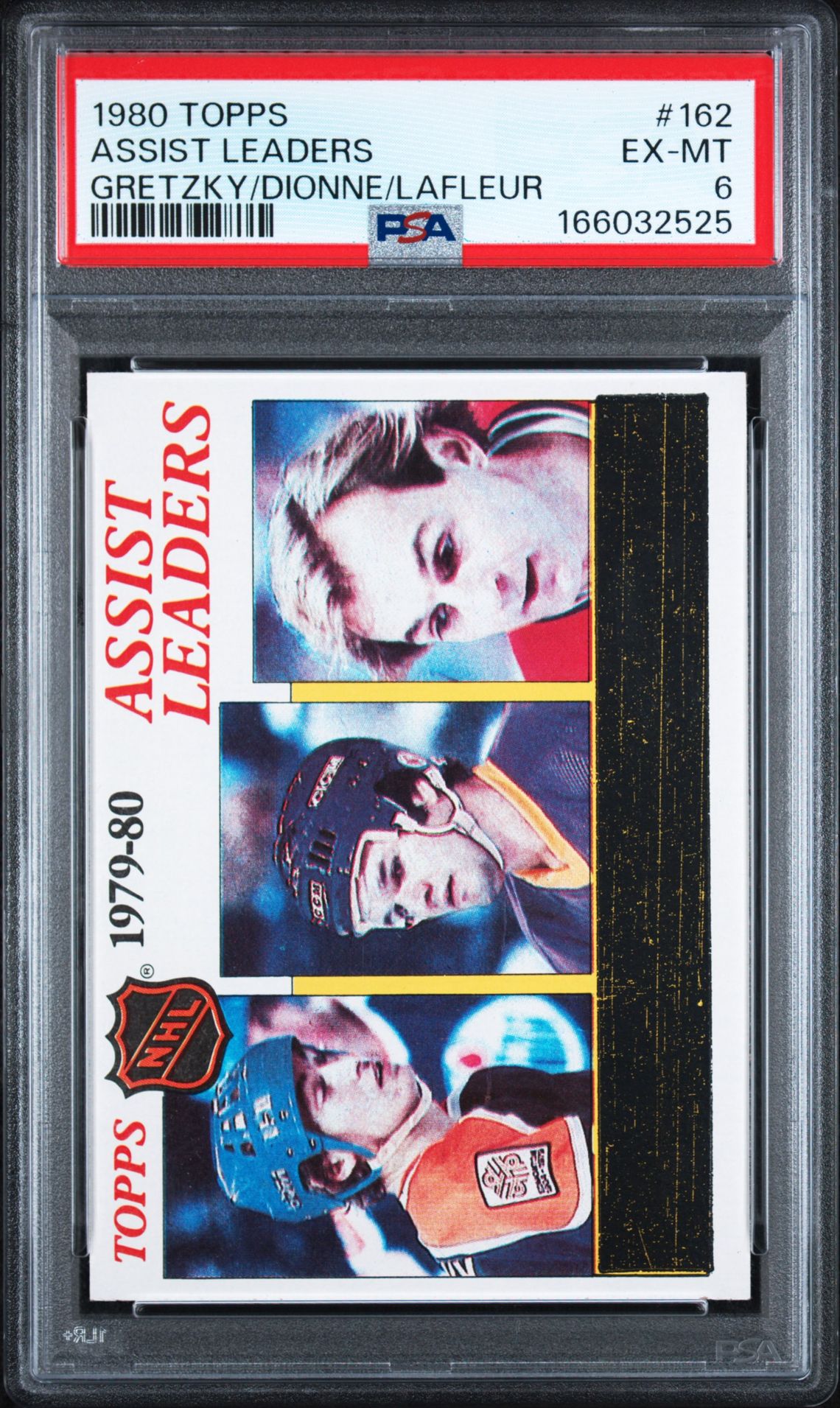 1980 Topps Assist Leaders #162 (Gretzky/Dionne/Lafleur) Ex-Mt 6 front