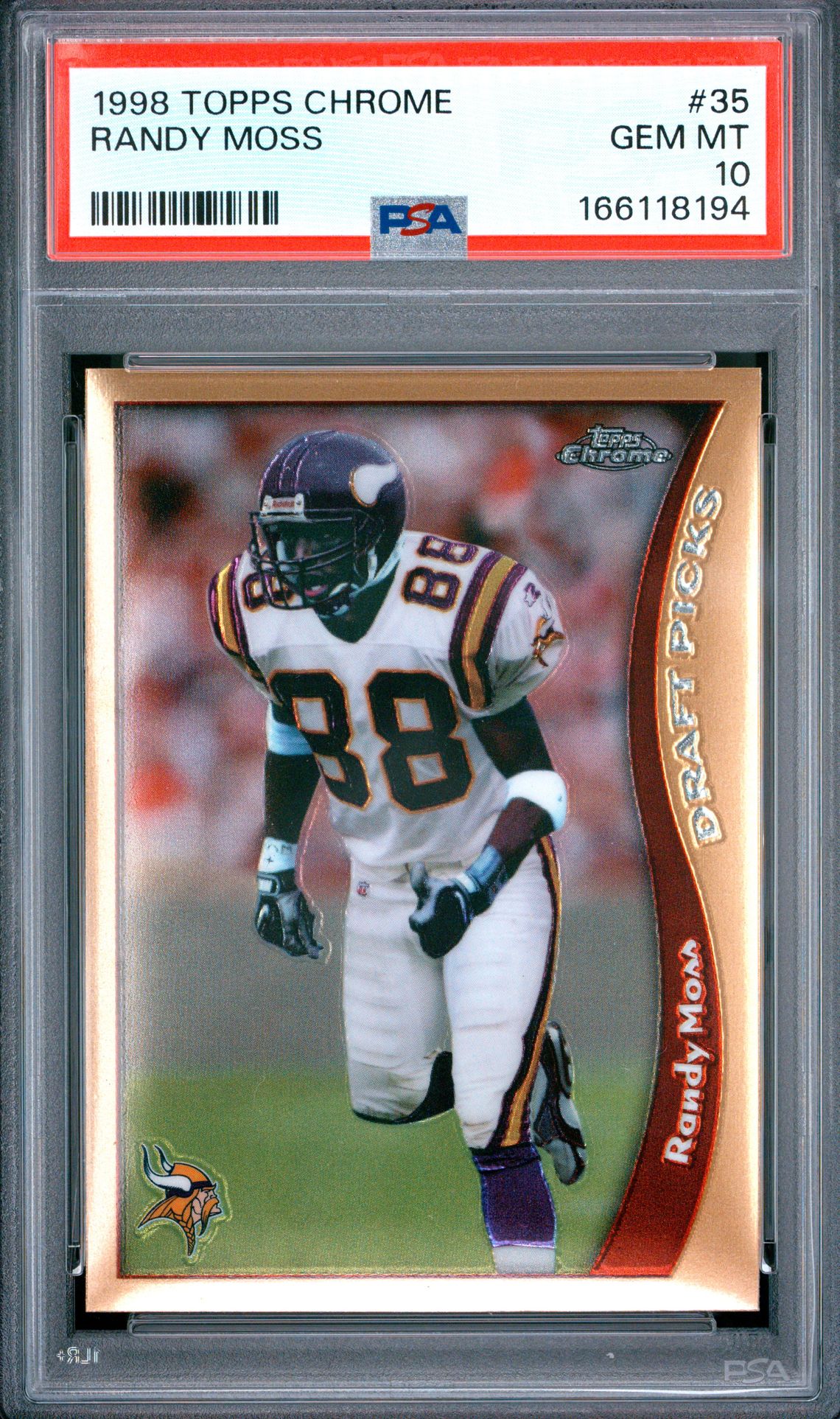1998 Topps Chrome Randy Moss #35 Gem Mt 10 front