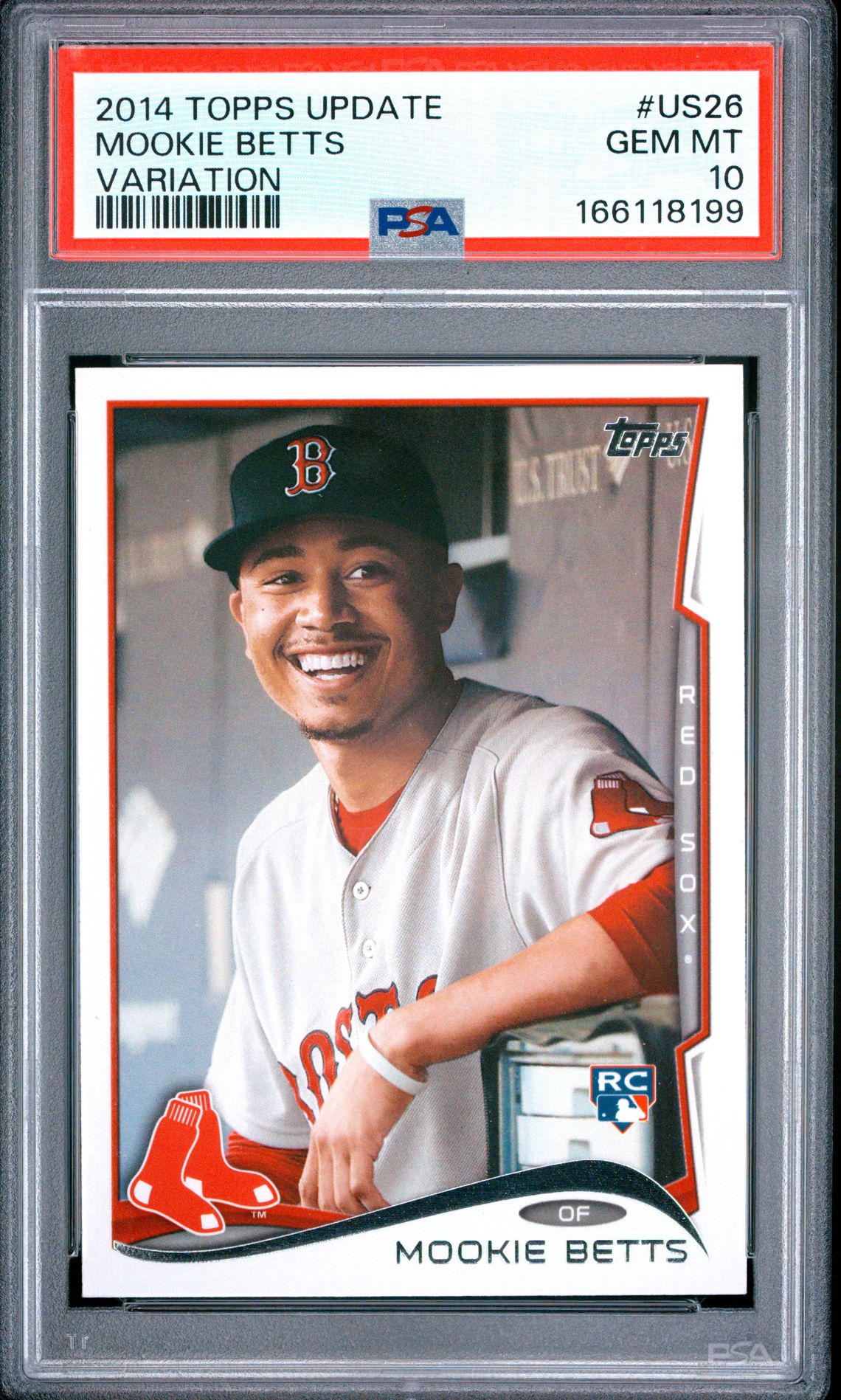 2014 Topps Update Mookie Betts #Us26 (Variation) Gem Mt 10 front view - PSA graded GEM MT 10