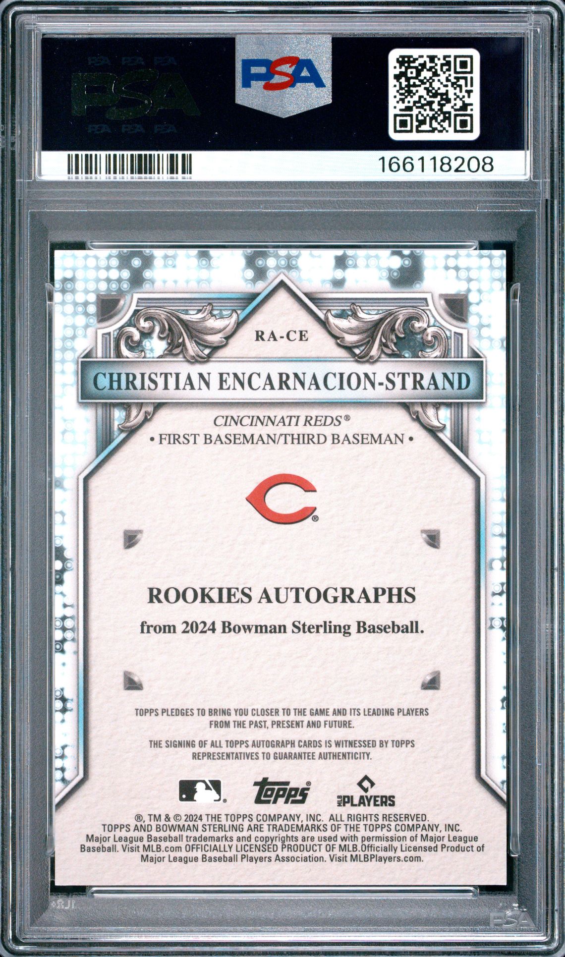 2024 Bowman Sterling Rookies Autographs C. Encarnacion-Strand #Race (Rookies Autograph-Wave Ref) Gem Mt 10 back view - PSA certificate #166118208